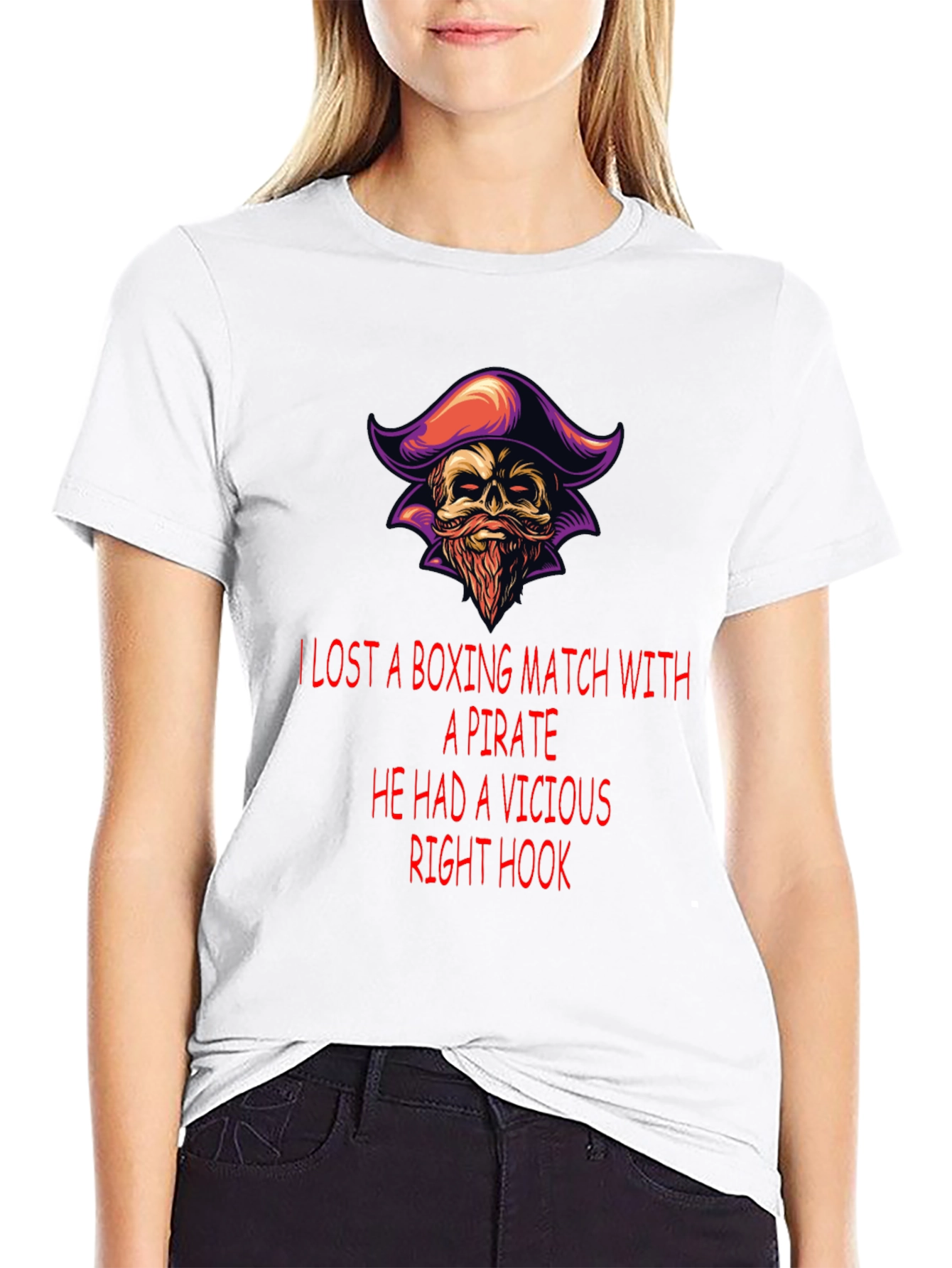 Black Pirate Boxing Match T-Shirt: Vicious Right Hook Tee view 9