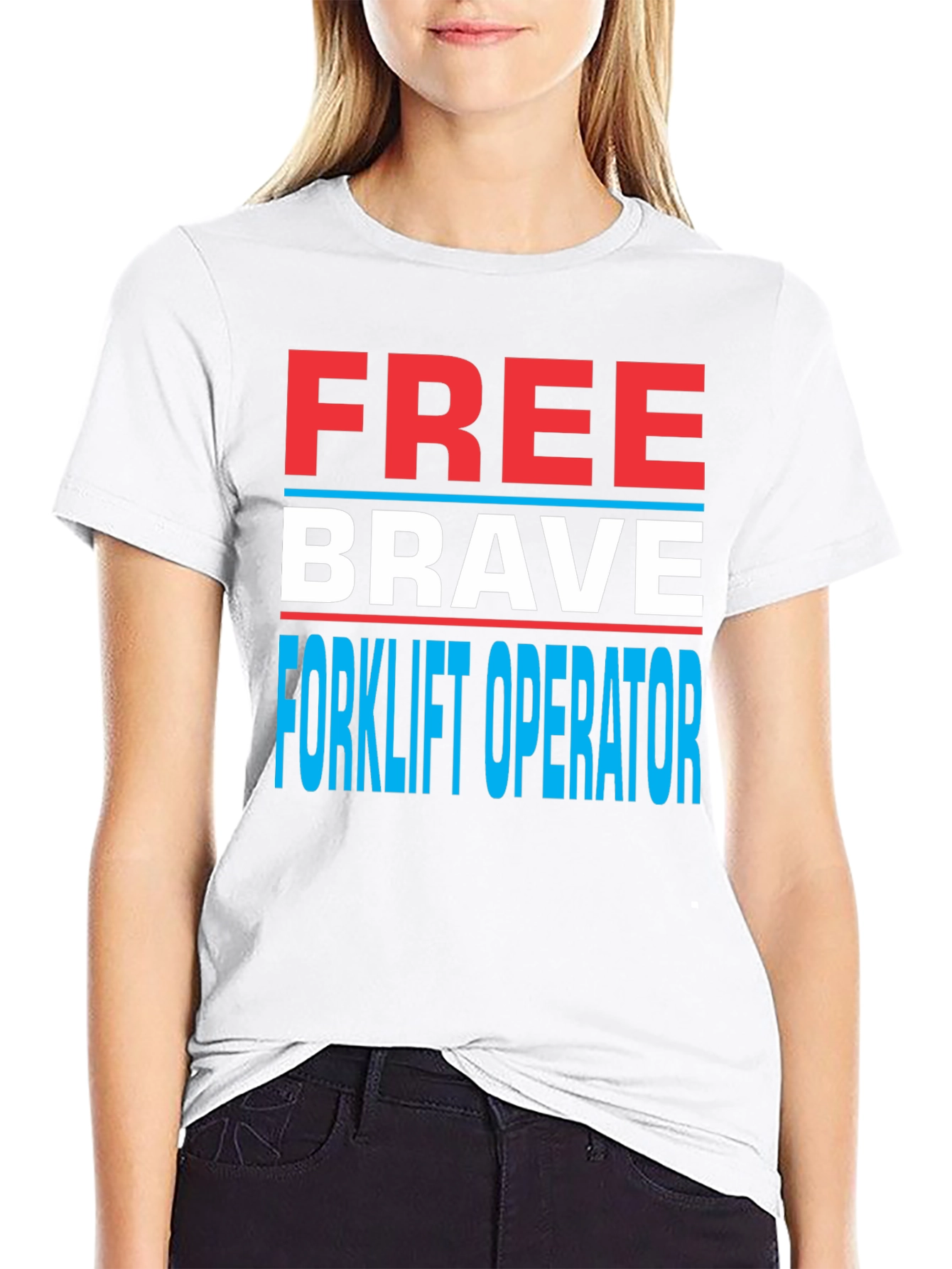 Black Free Brave Forklift Operator Graphic Tee view 9