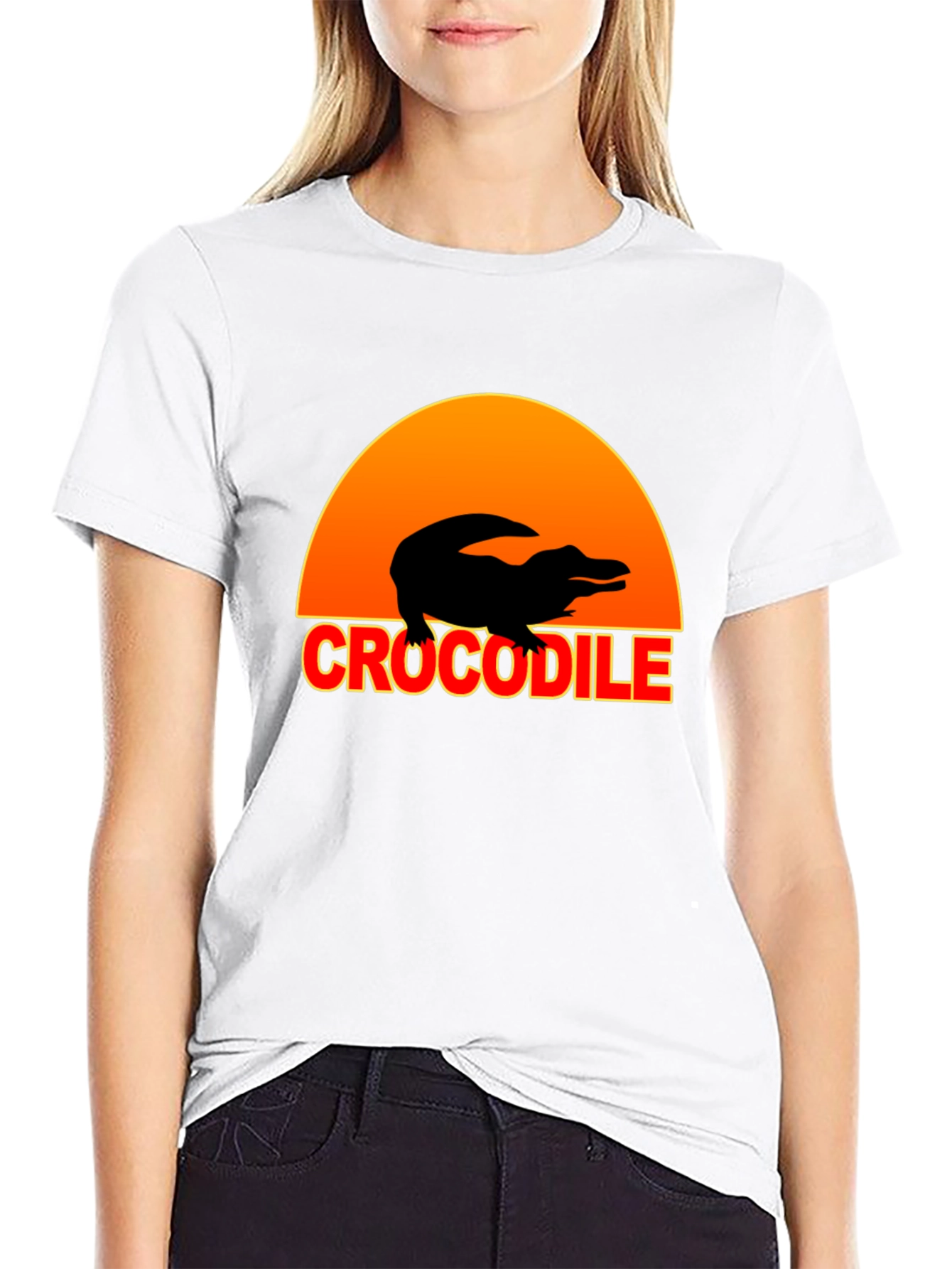 Black Crocodile Sunset Graphic Tee - Black view 9
