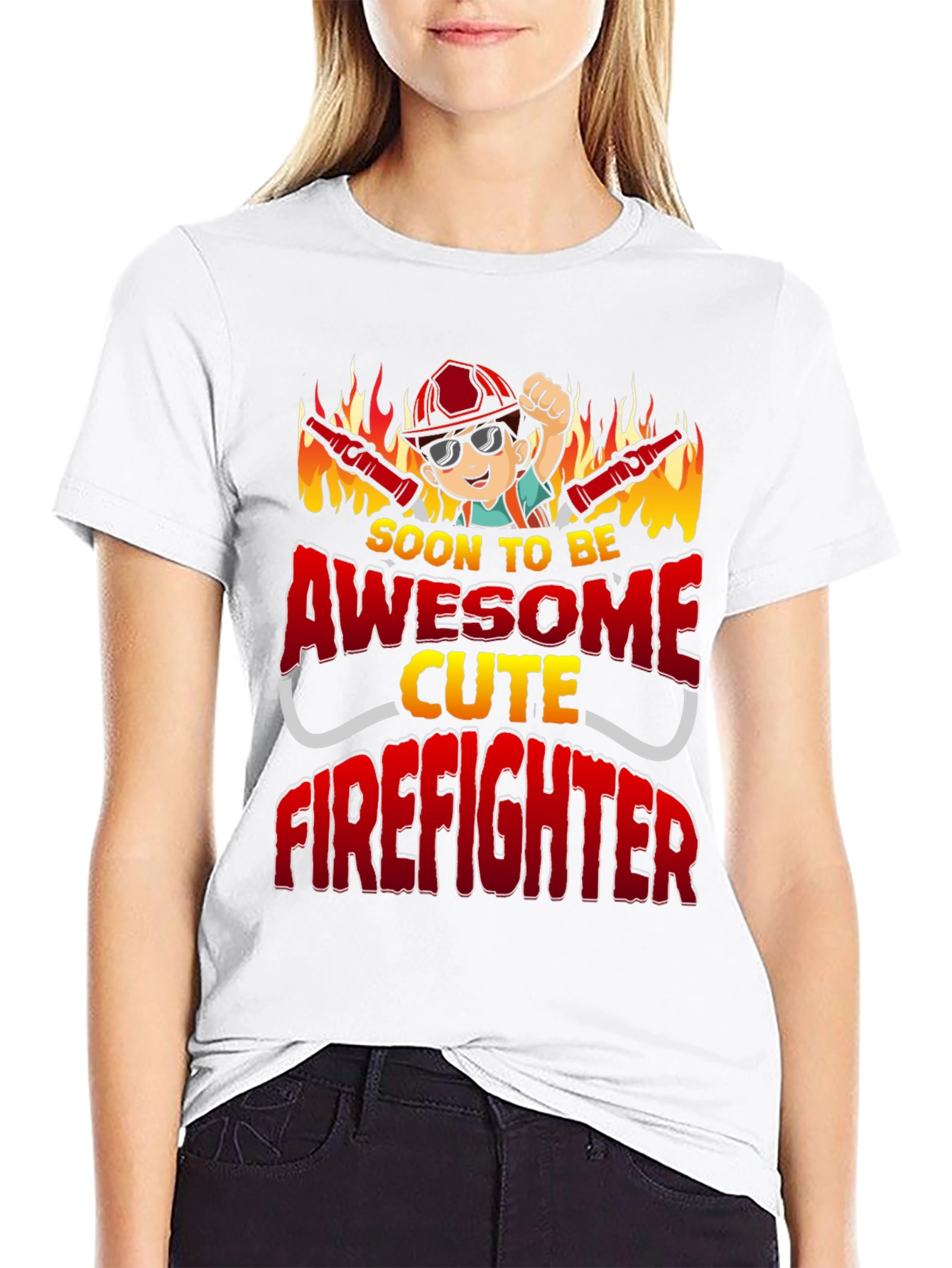 Black Awesome Cute Firefighter T-Shirt view 9