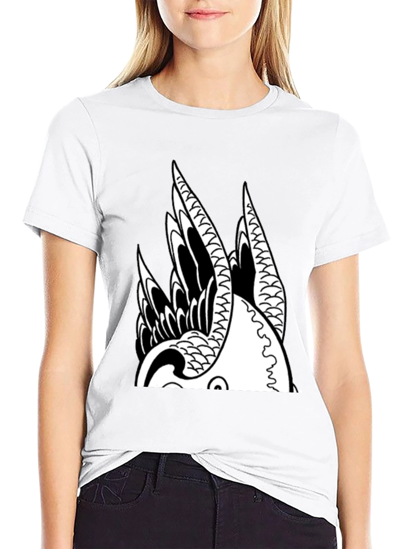 Black Koi Fish Graphic Print Tee view 9