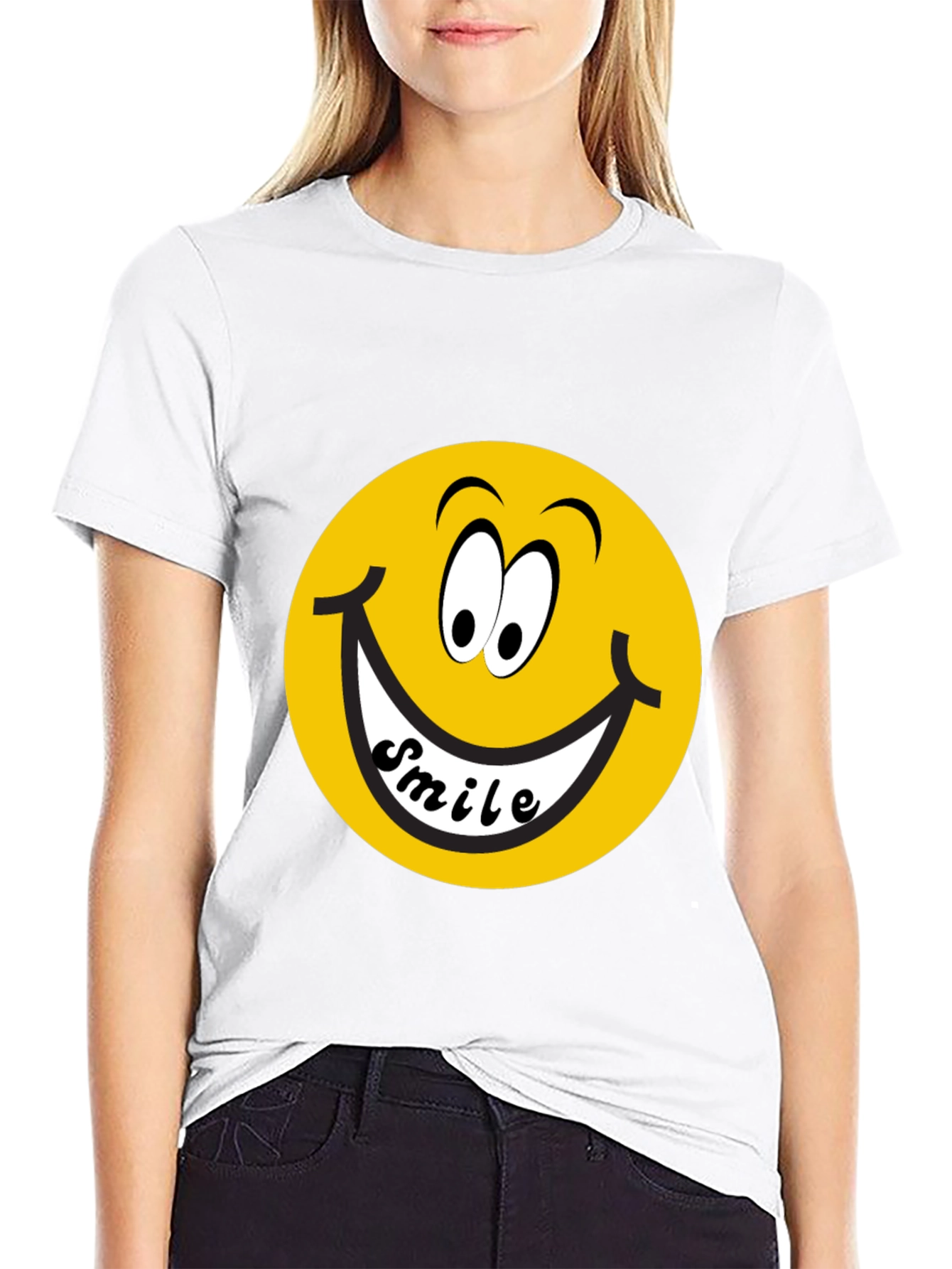 Black Smiley Face Graphic Black T-Shirt view 9