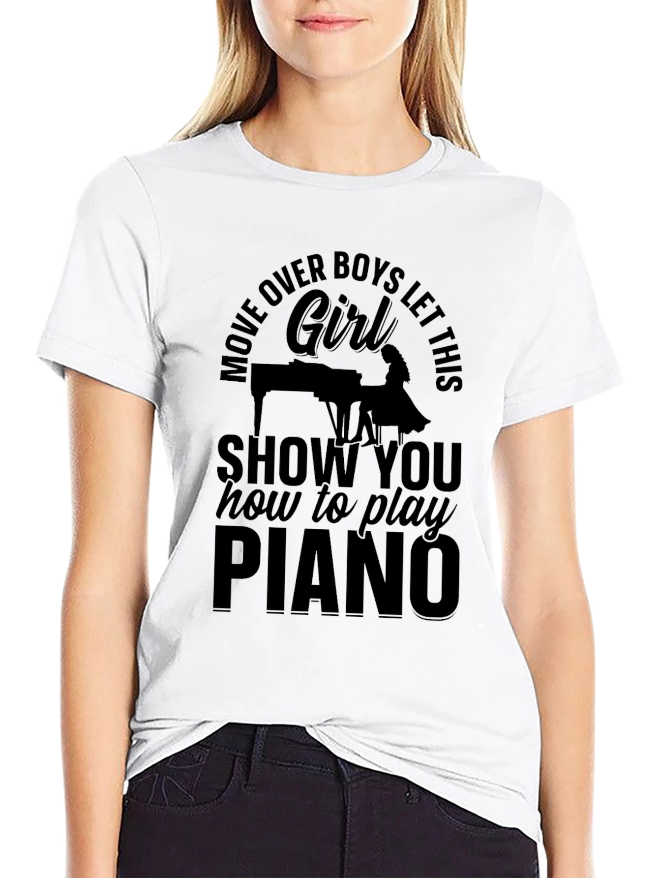 Black Move Over Boys Piano Girl T-Shirt view 9