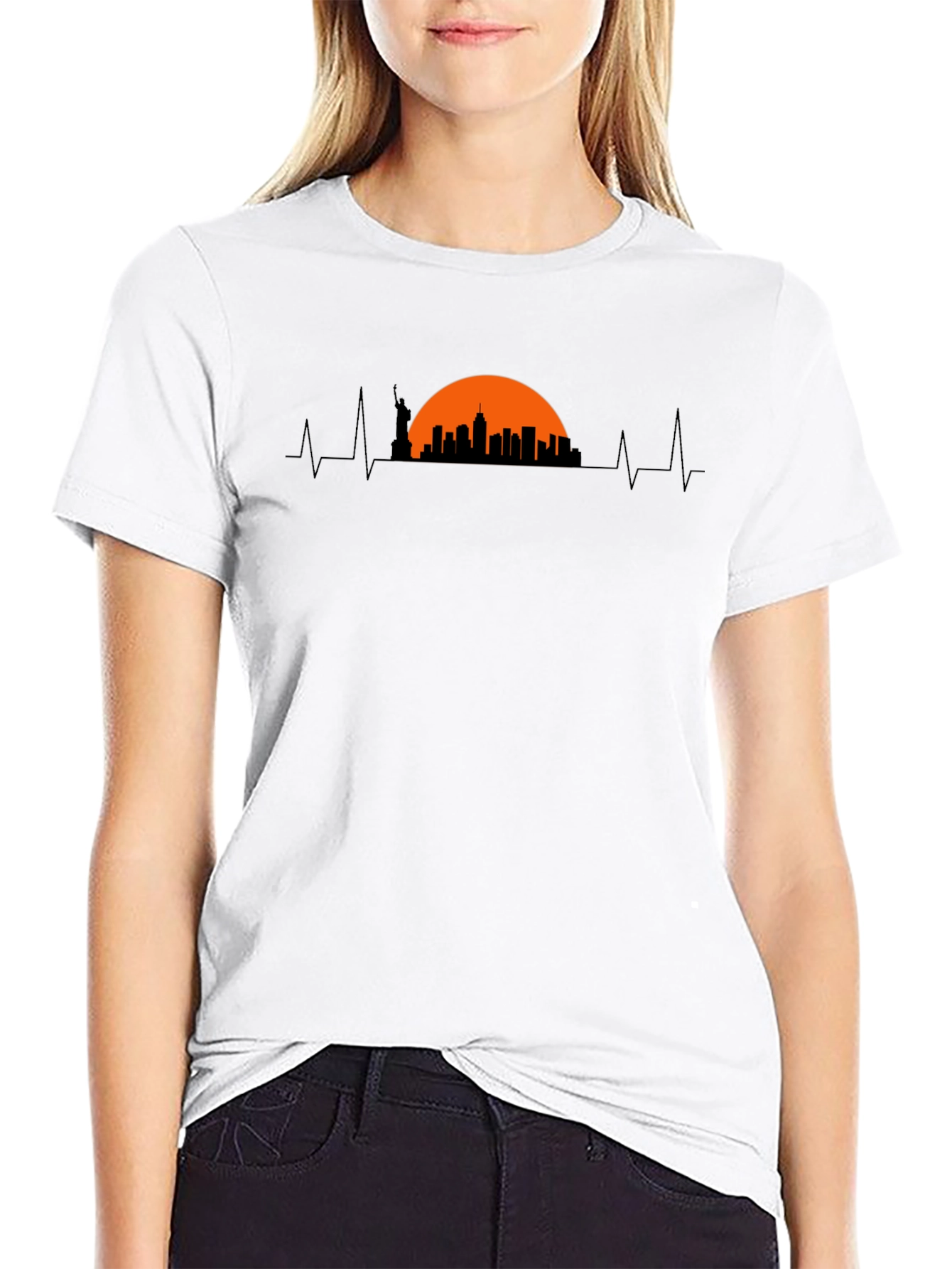 Black NYC Skyline Pulse Graphic Tee view 9