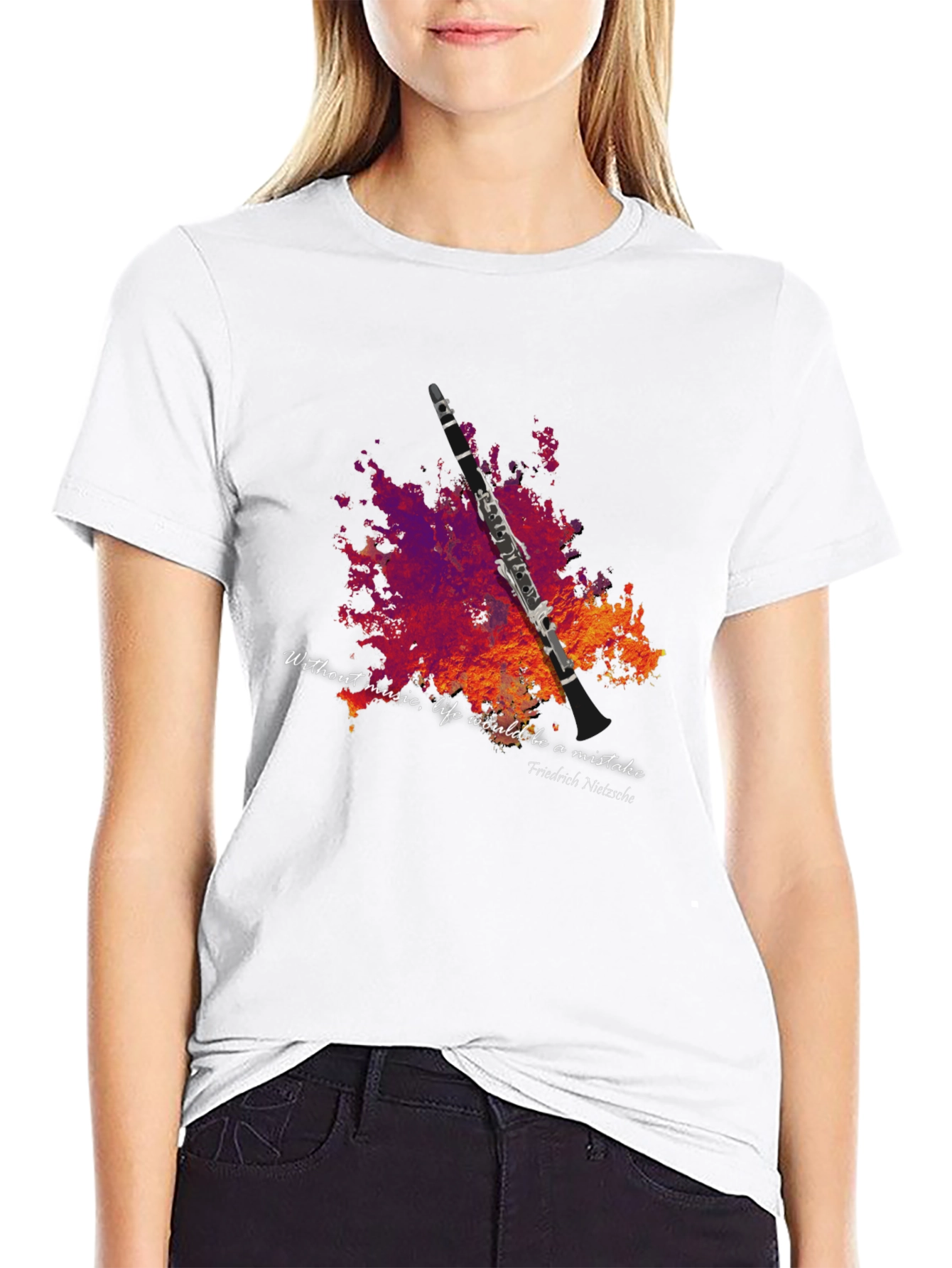 Black Music Lover T-Shirt - Clarinet Design view 9