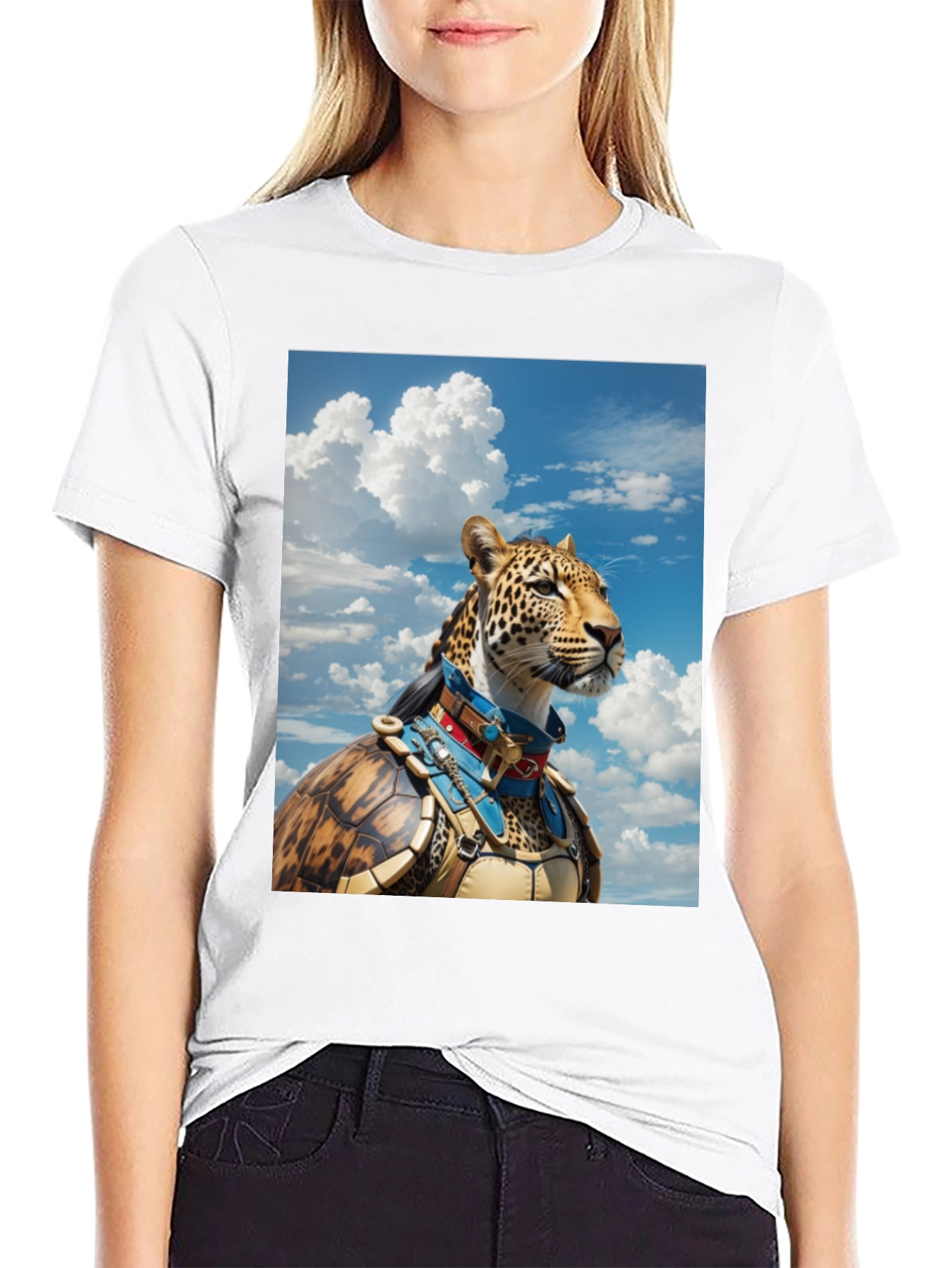 Black Leopard Warrior Graphic Tee - Black Cotton Comfort view 9