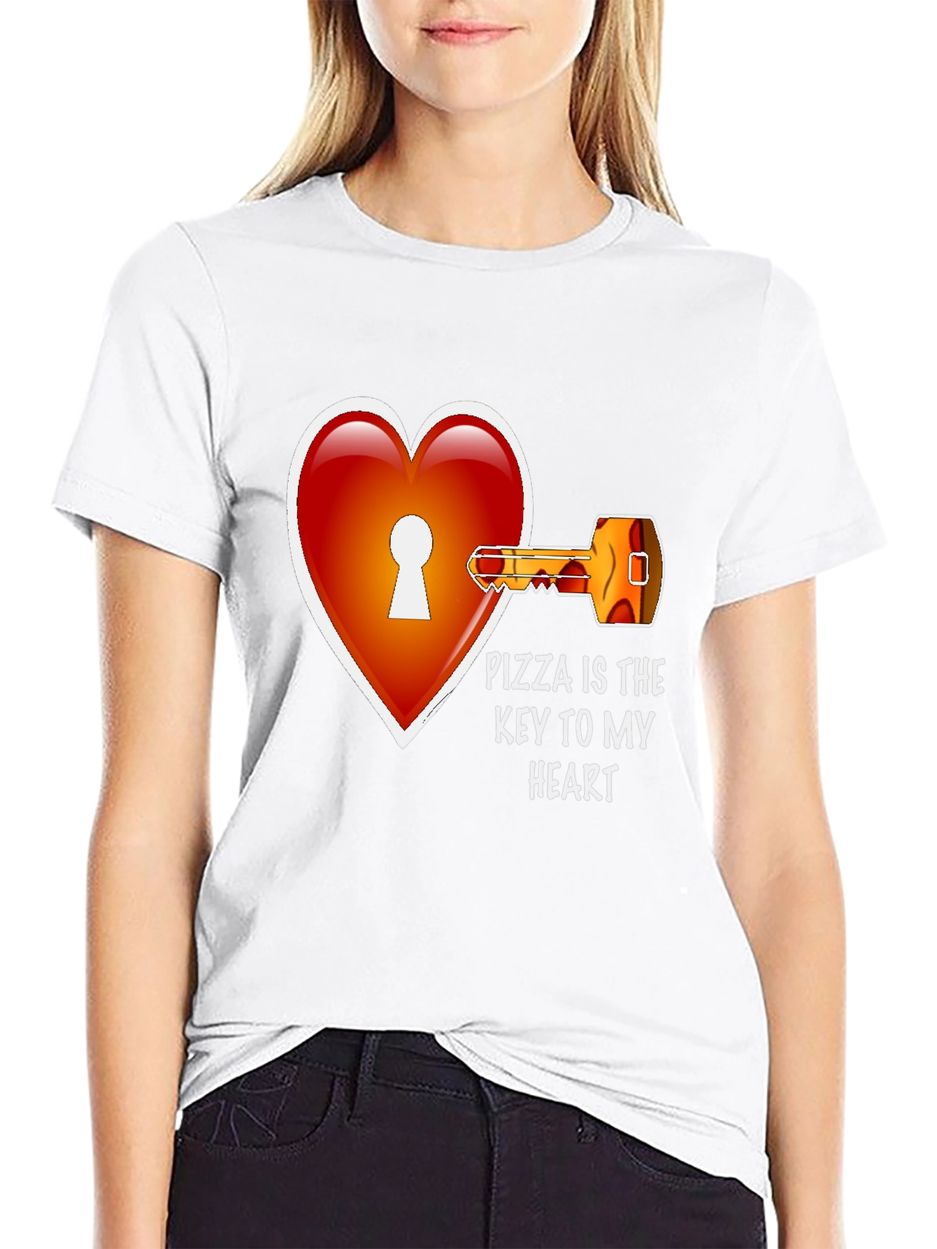 Black Pizza Key to My Heart Graphic Tee view 9