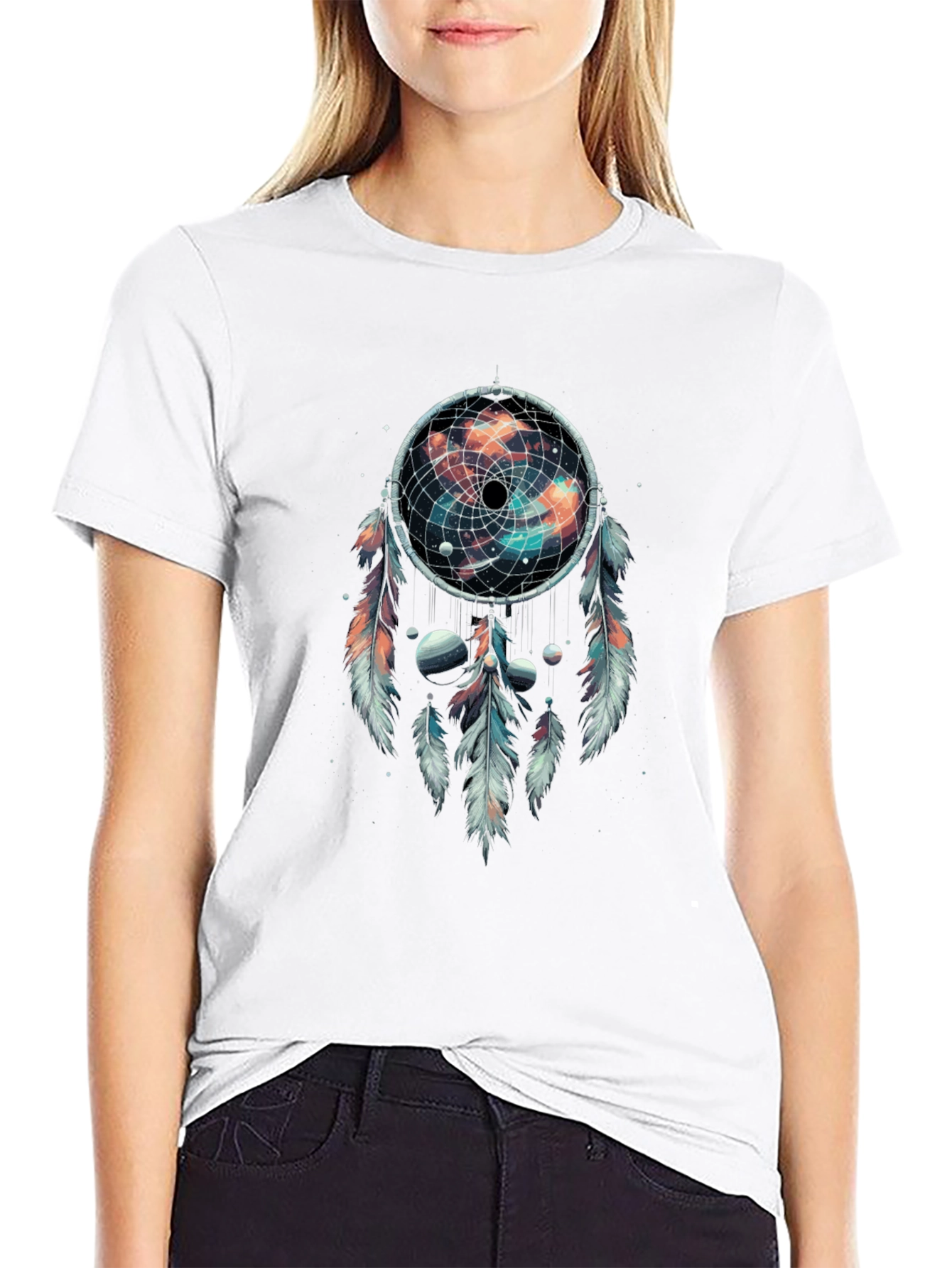 Black Cosmic Dreamcatcher Graphic T-Shirt view 9