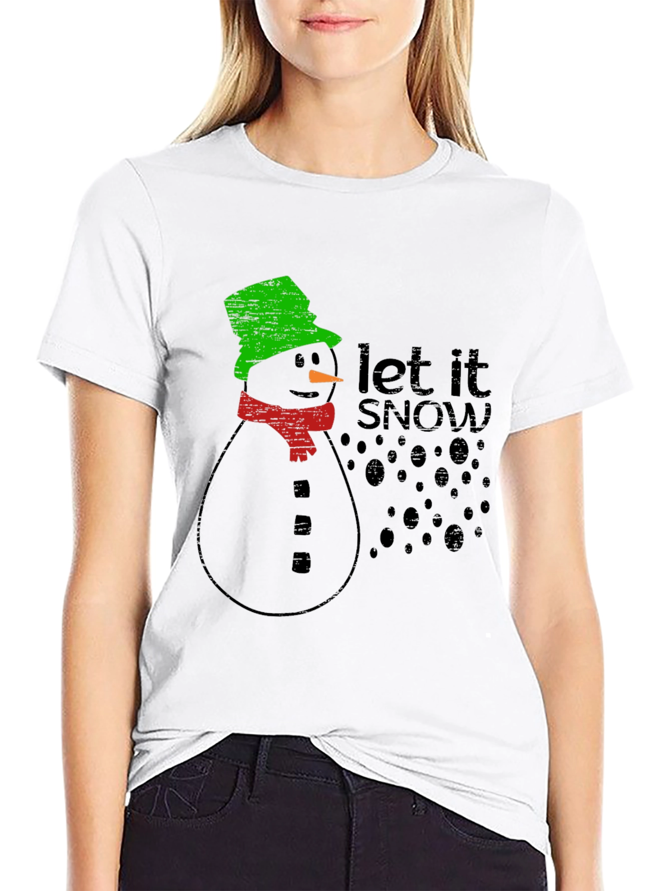 Black Let It Snow T-Shirt - Festive Holiday Apparel view 9