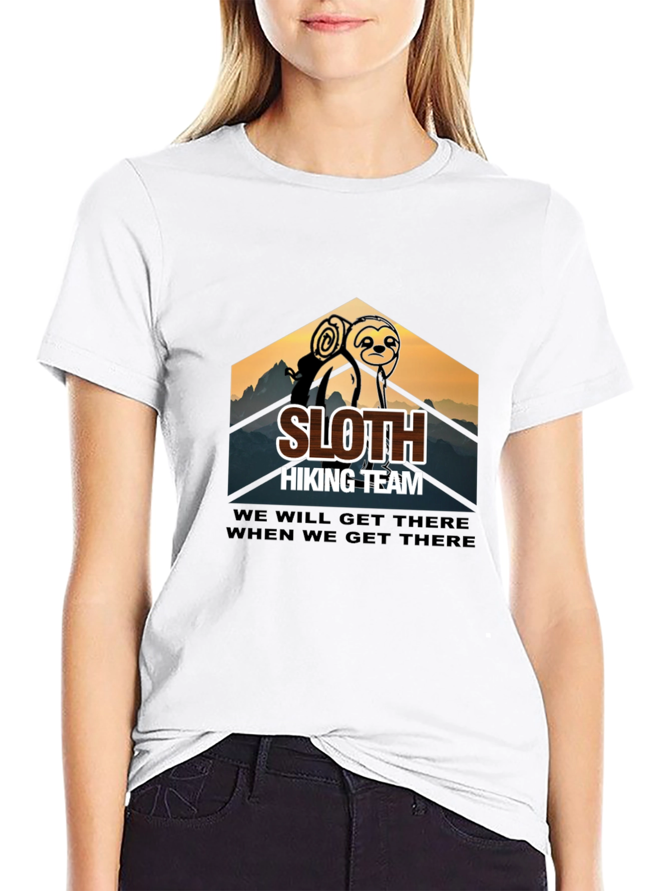 Black Sloth Hiking Team T-Shirt - Men's Black Crew Neck Tee view 9