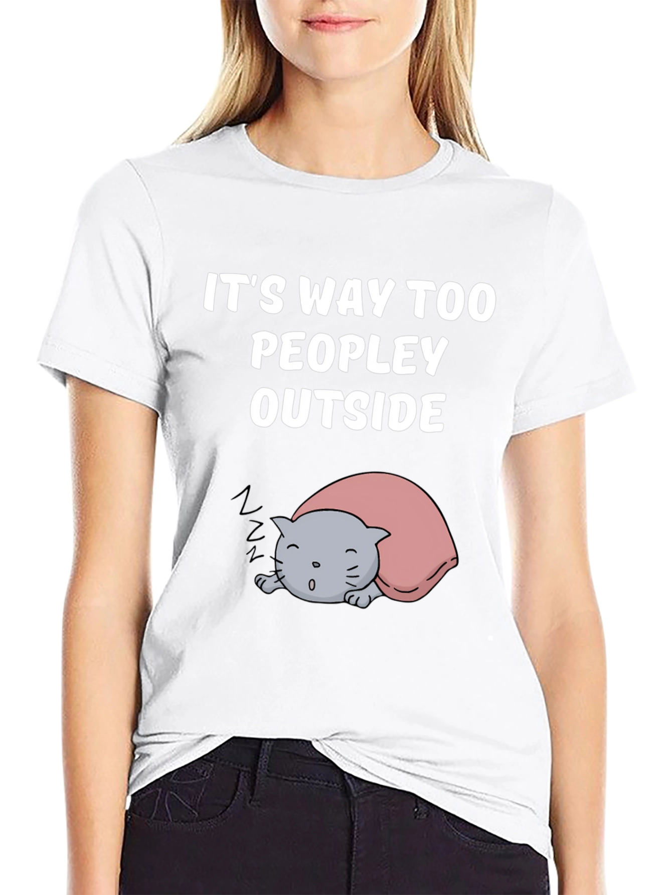 Black It's Way Too Peopley Outside T-Shirt view 9