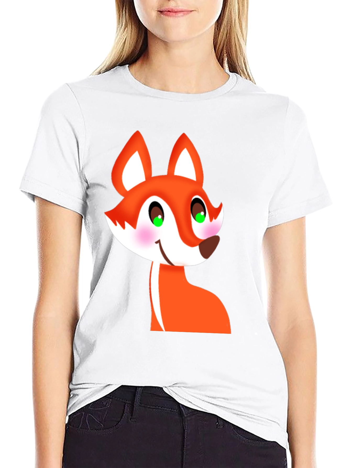 Black Cartoon Fox Graphic Tee - Black T-Shirt view 9