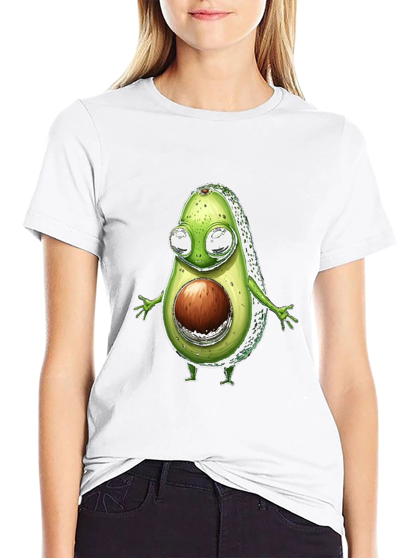 Black Funny Avocado Character T-Shirt - Black view 9