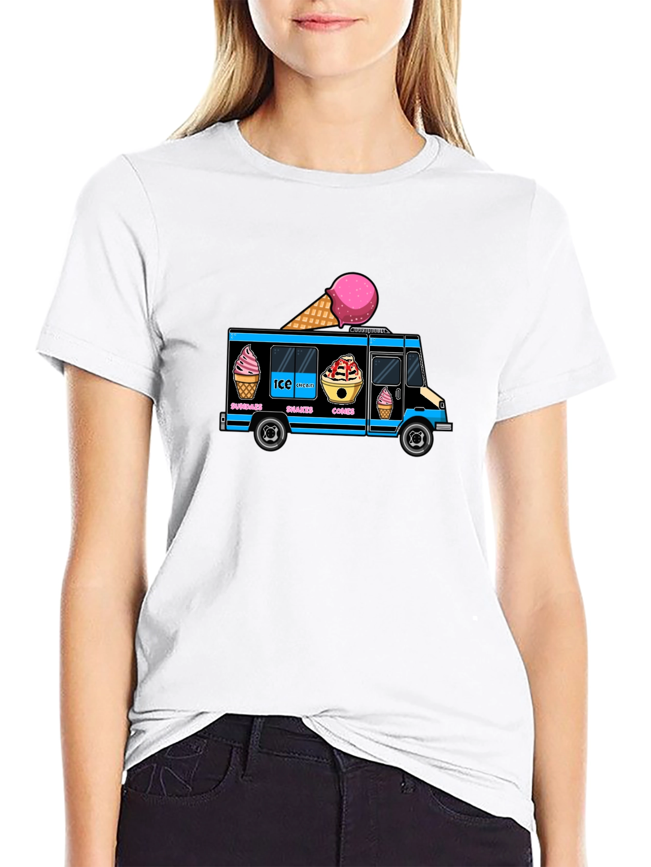 Black Ice Cream Truck Graphic Tee view 9