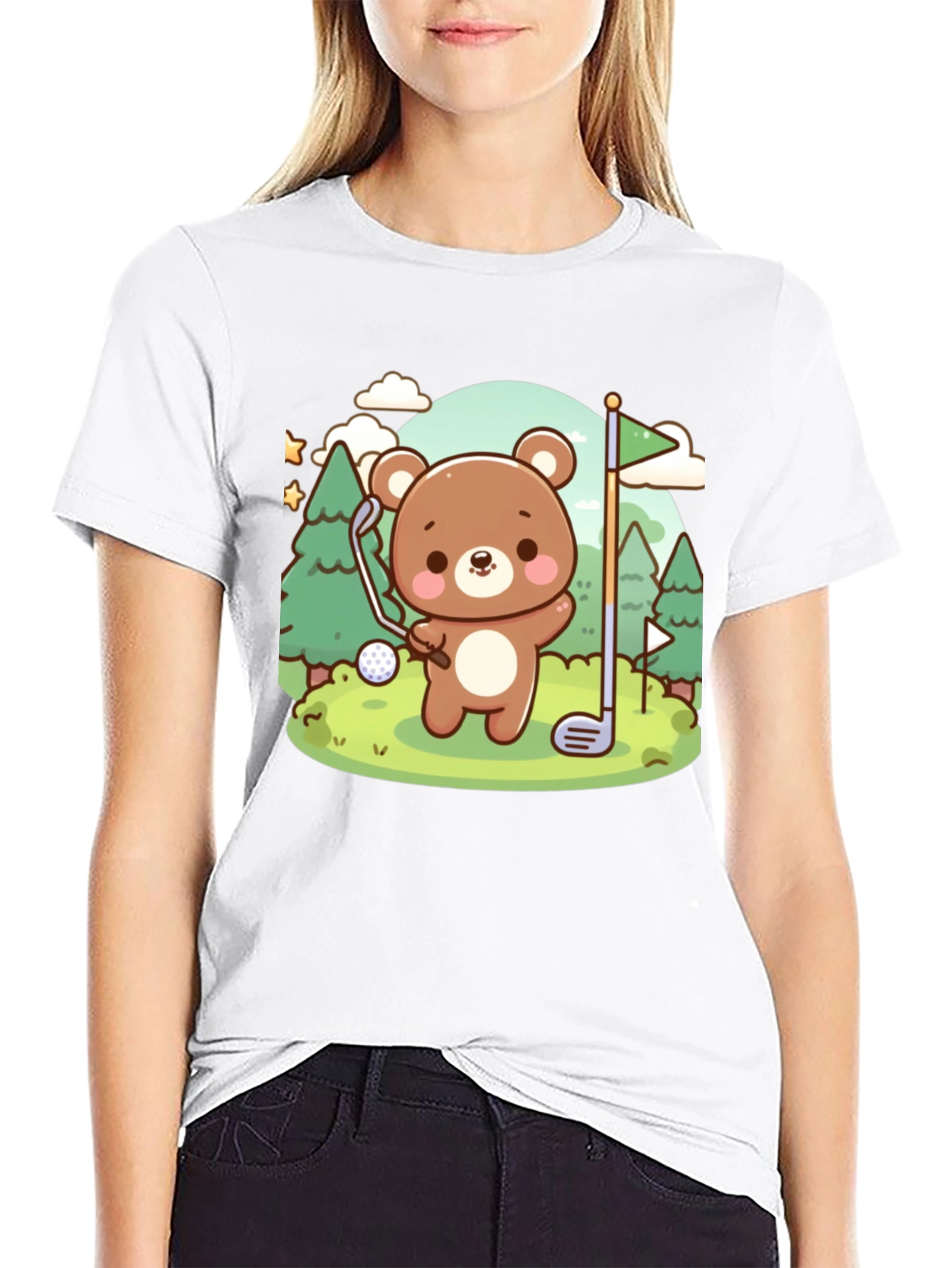 Black Golfing Bear Graphic Tee - Cute & Comfy view 9