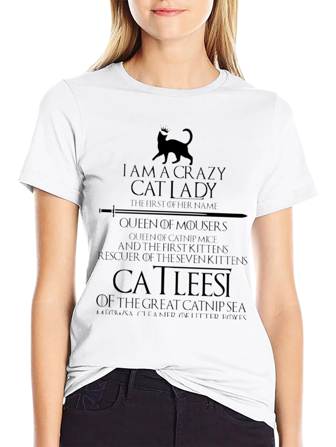 Black Crazy Cat Lady T-Shirt - Game Inspired view 9