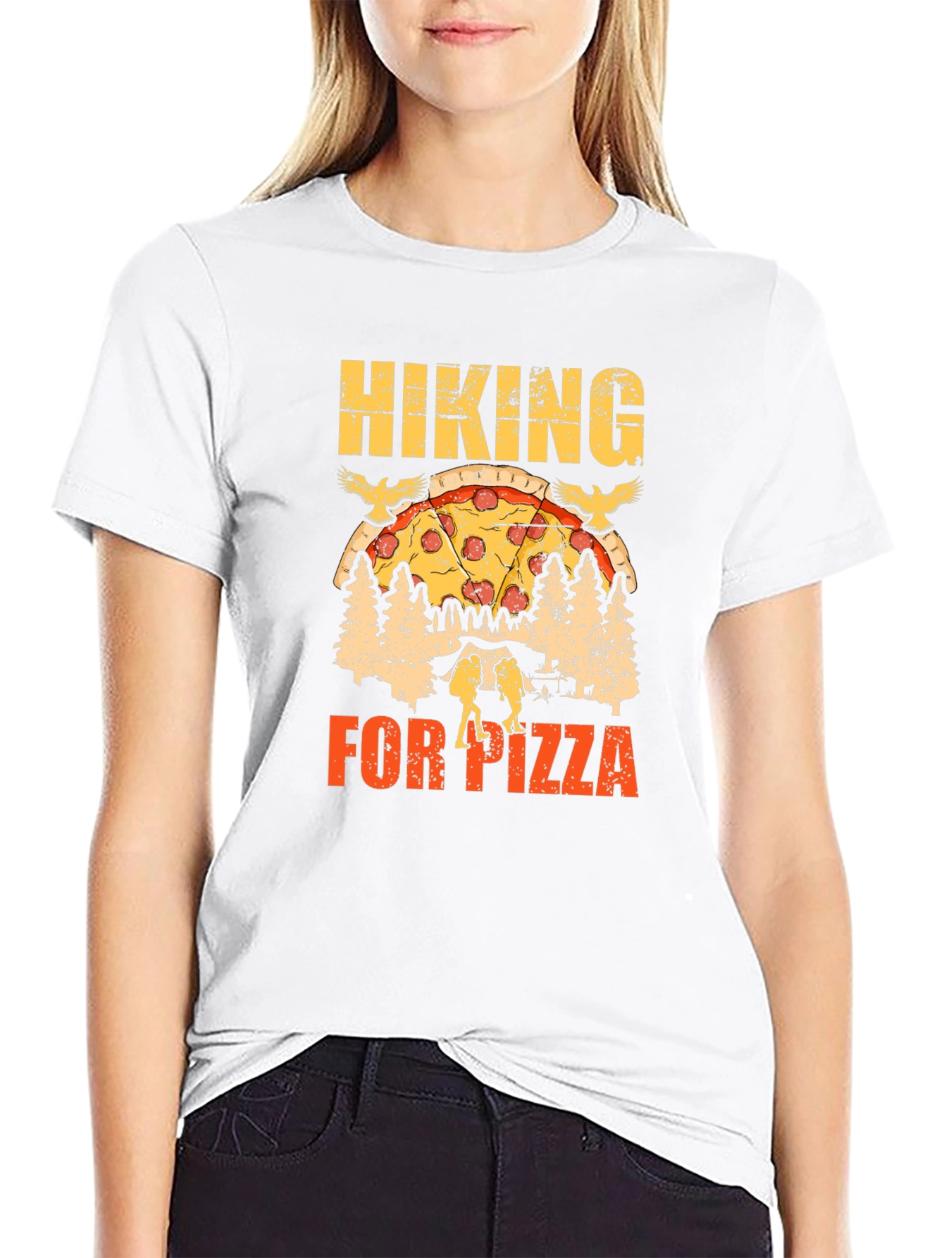 Black Hiking for Pizza Graphic Tee - Unisex view 9