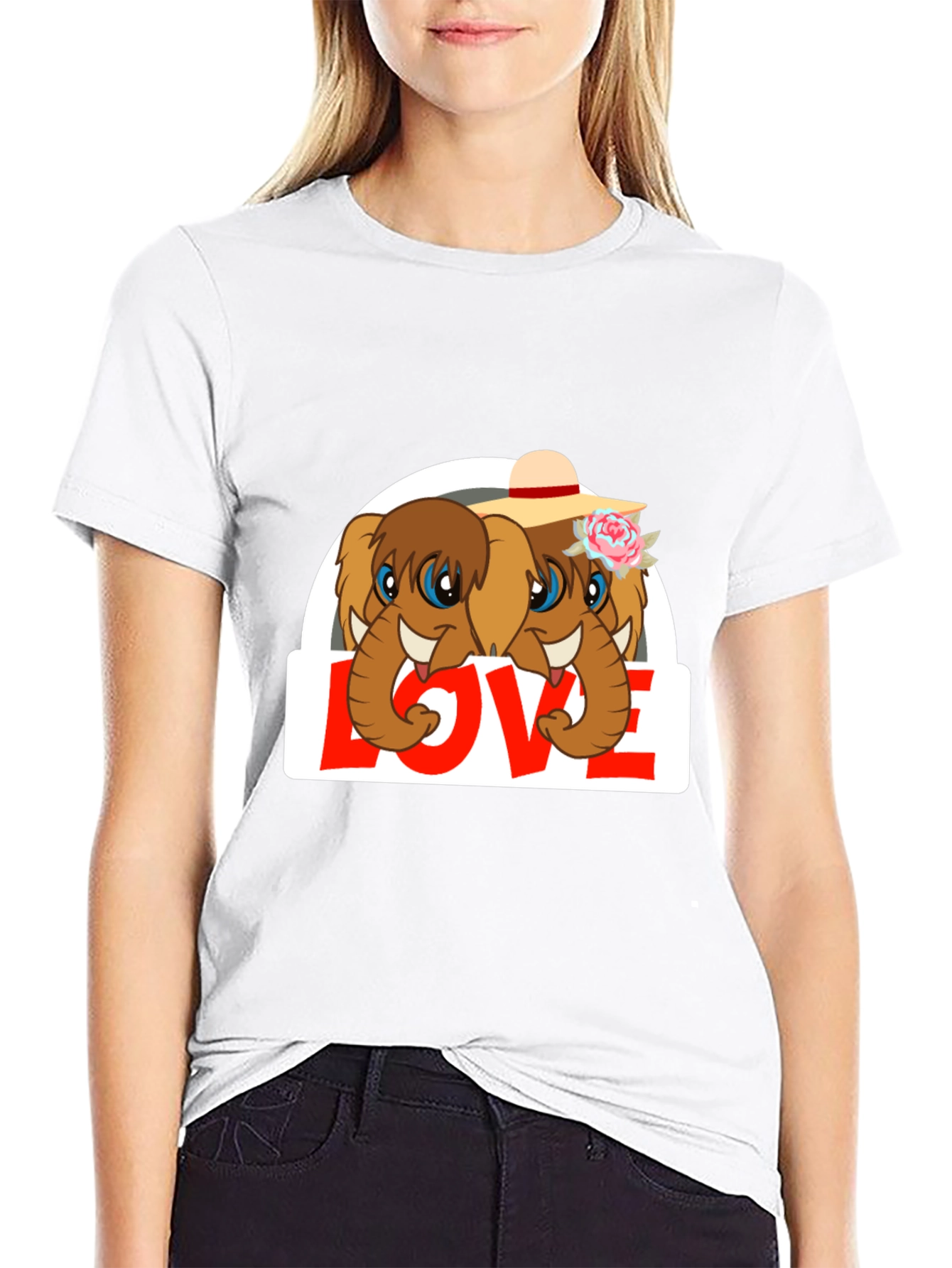 Black Elephant Love T-Shirt - Cute Animal Graphic Tee view 9