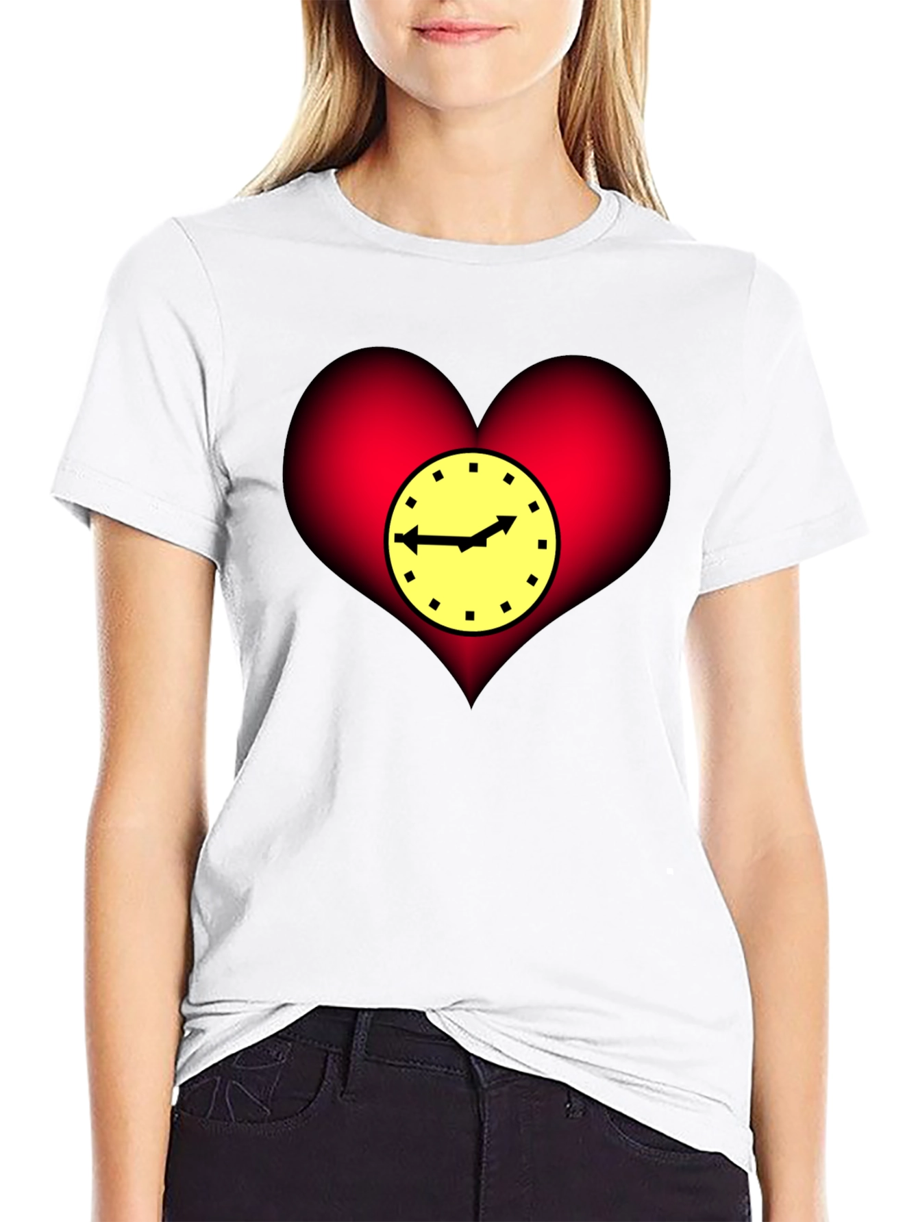 Black Heart Clock Graphic T-Shirt - Stylish & Unique Design view 9