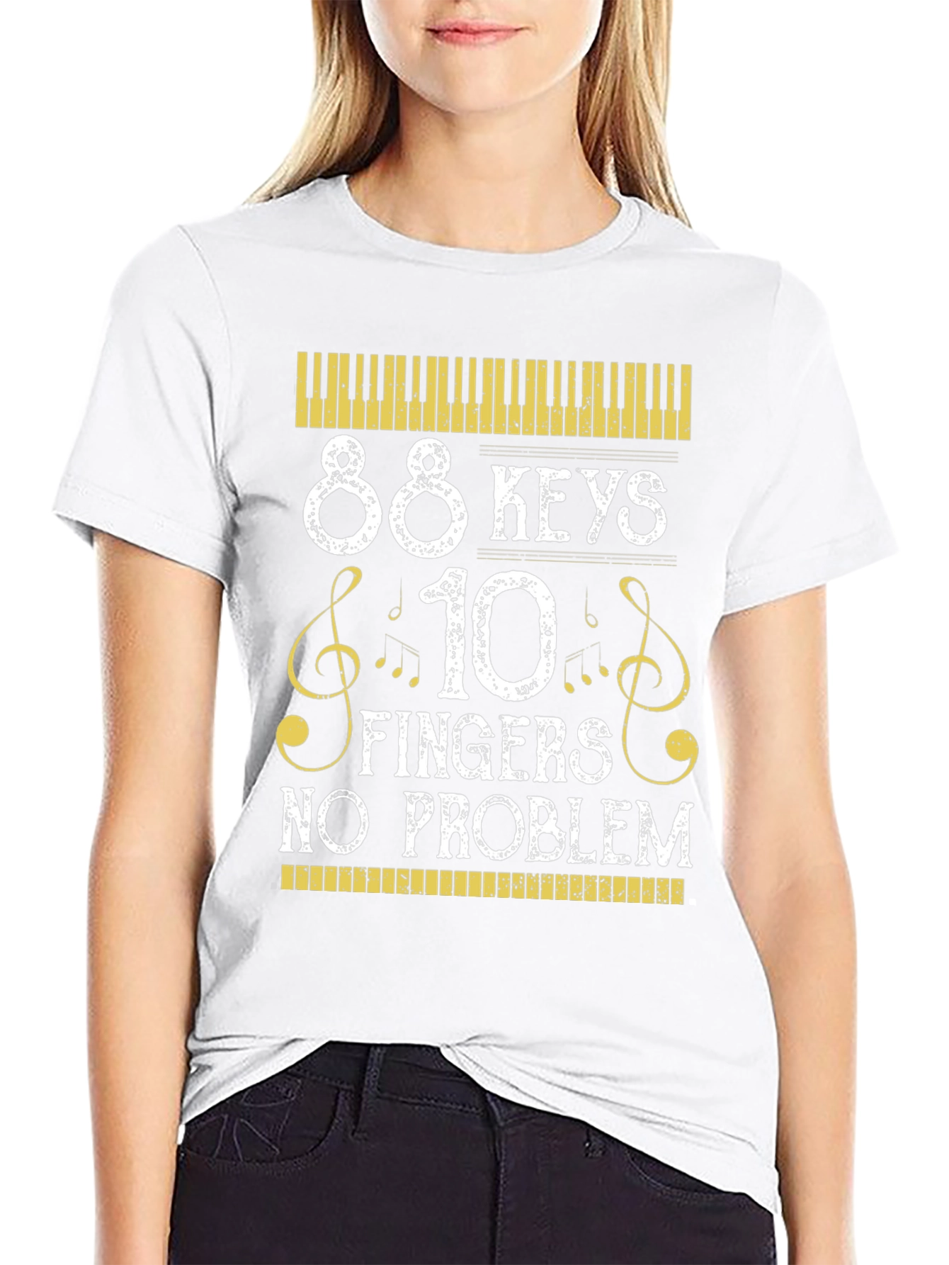 88 Keys 10 Fingers No Problem Musician T-Shirt - 9
