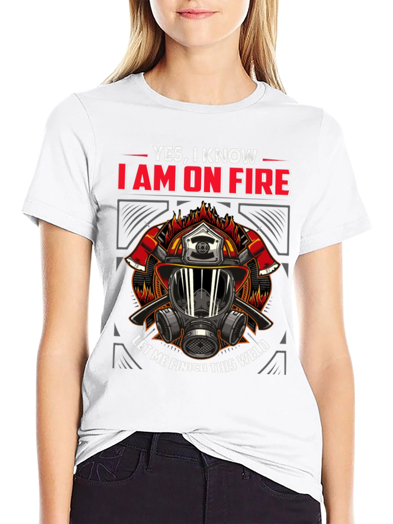 Black Firefighter On Fire Welding T-Shirt view 9