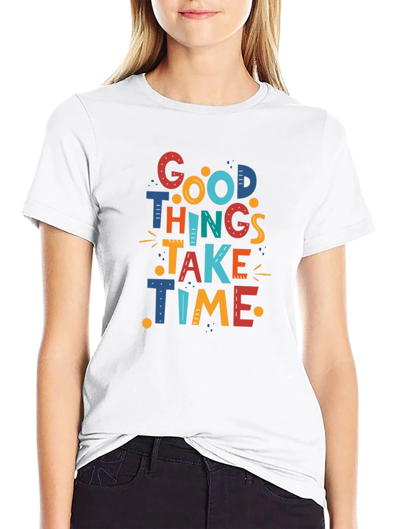 Black Good Things Take Time Graphic Tee - Black view 9