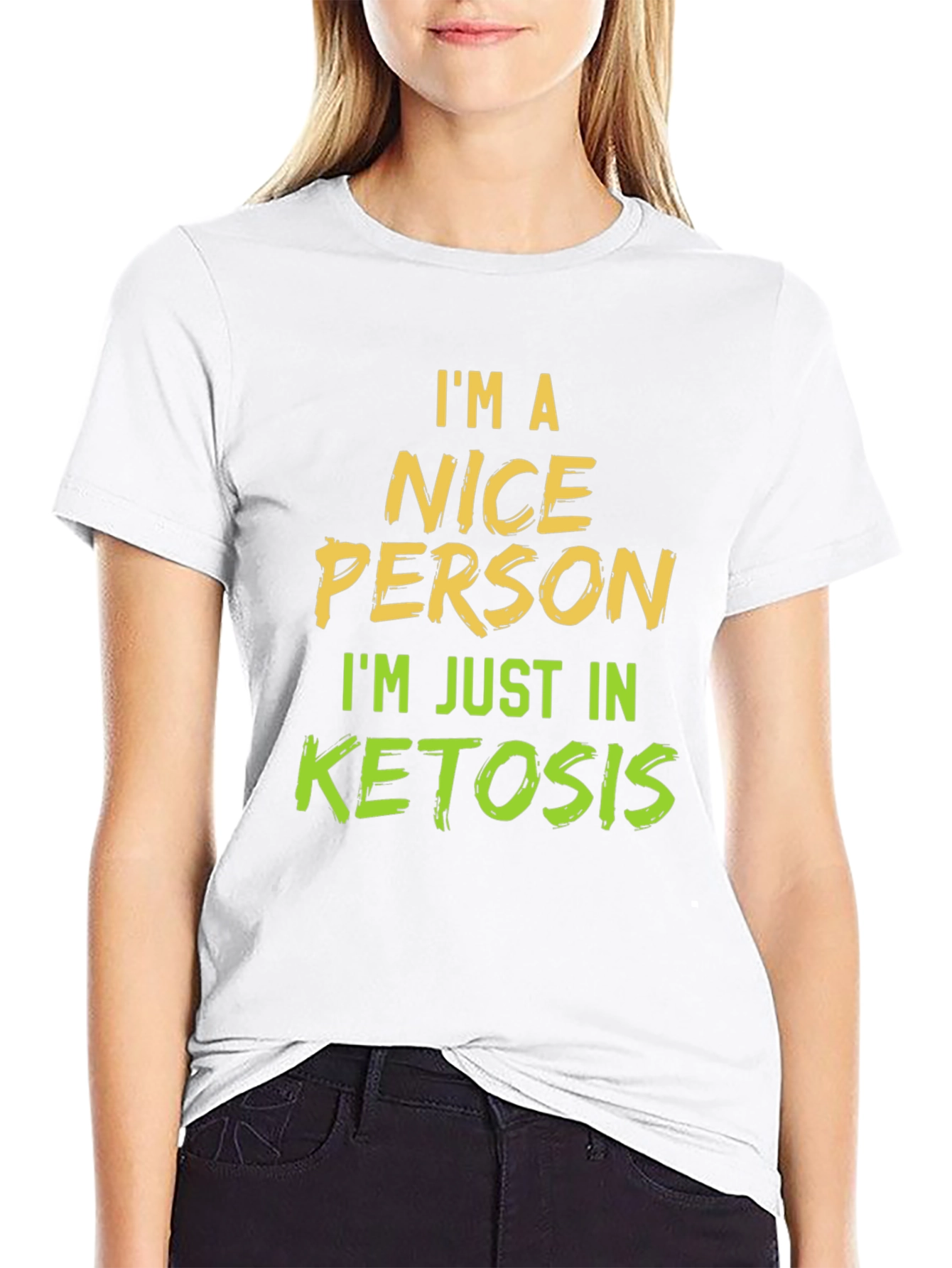 Black I'm a Nice Person in Ketosis Graphic T-Shirt view 9