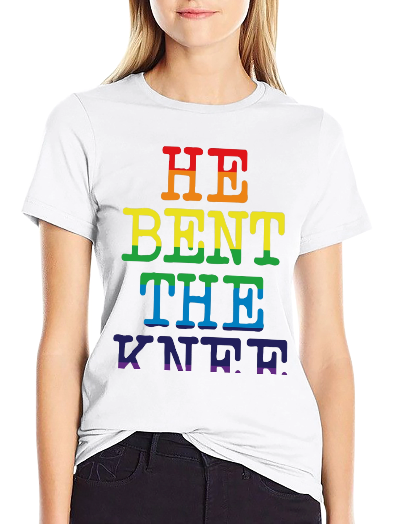 Black Rainbow "He Bent the Knee" Pride T-Shirt view 9