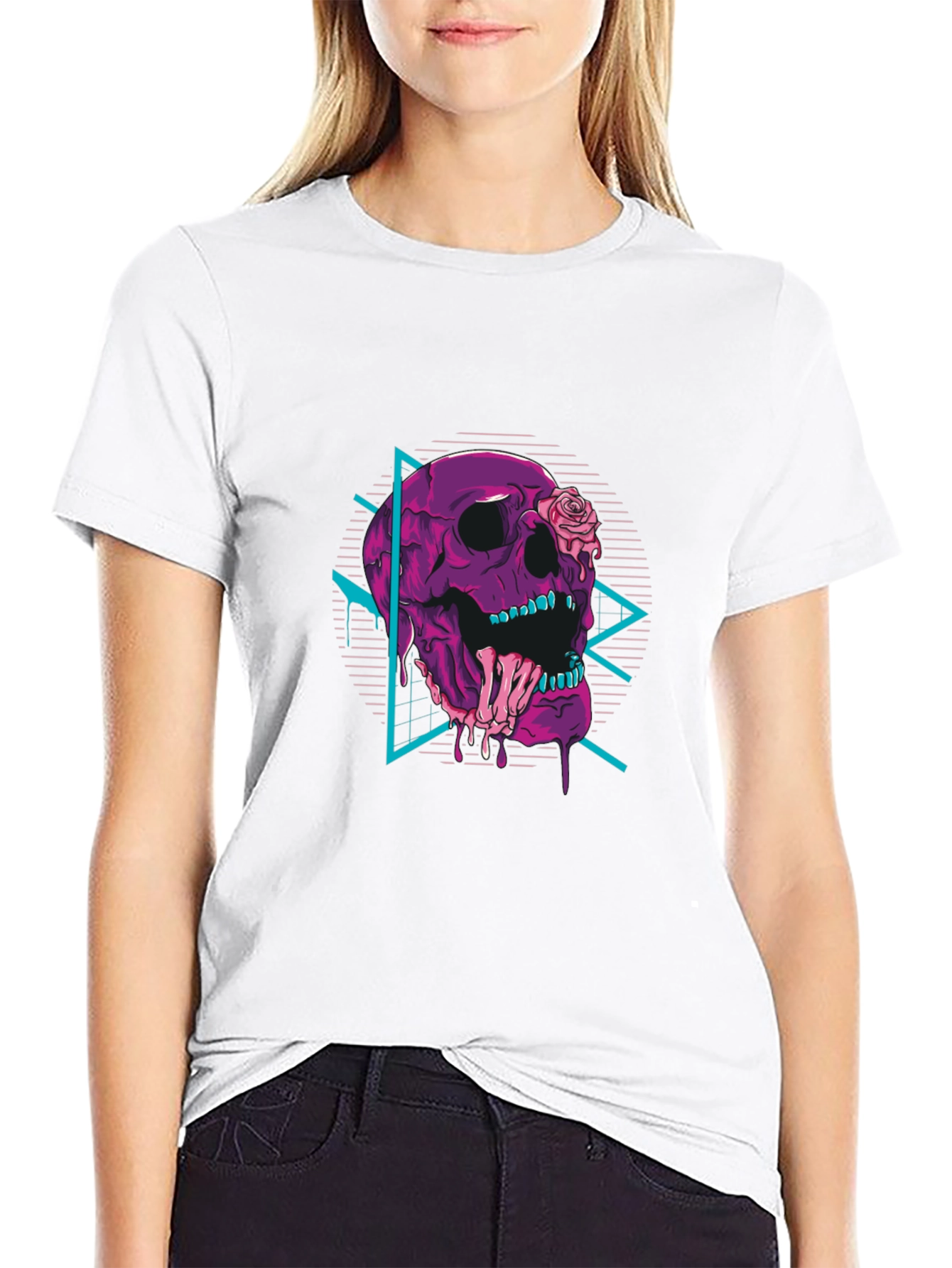 Black Skull & Rose Graphic Tee - Retro Vibes view 9