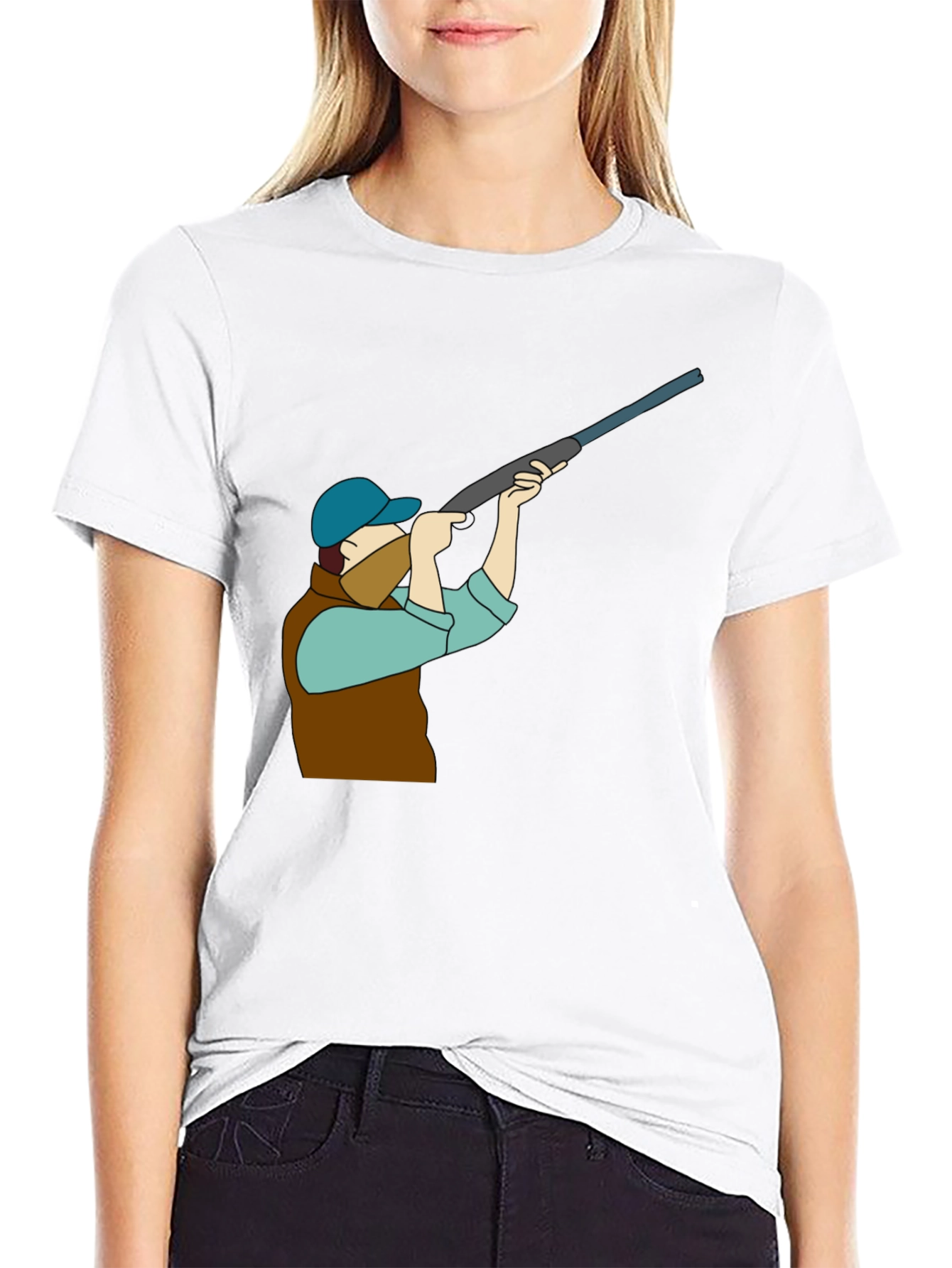 Black Hunting Graphic Tee - Black Cotton T-Shirt view 9