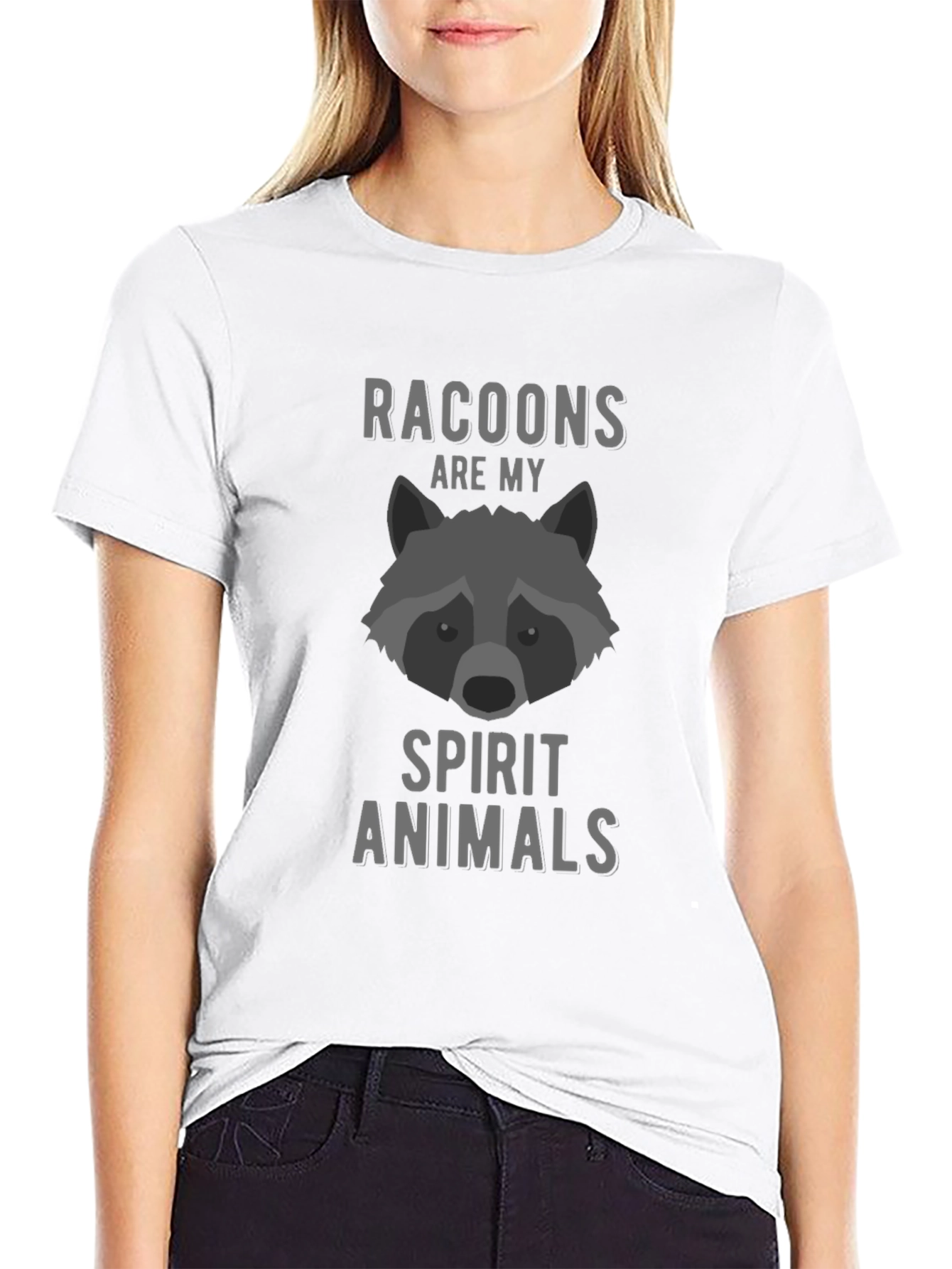 Black Raccoon Spirit Animal Graphic T-Shirt view 9