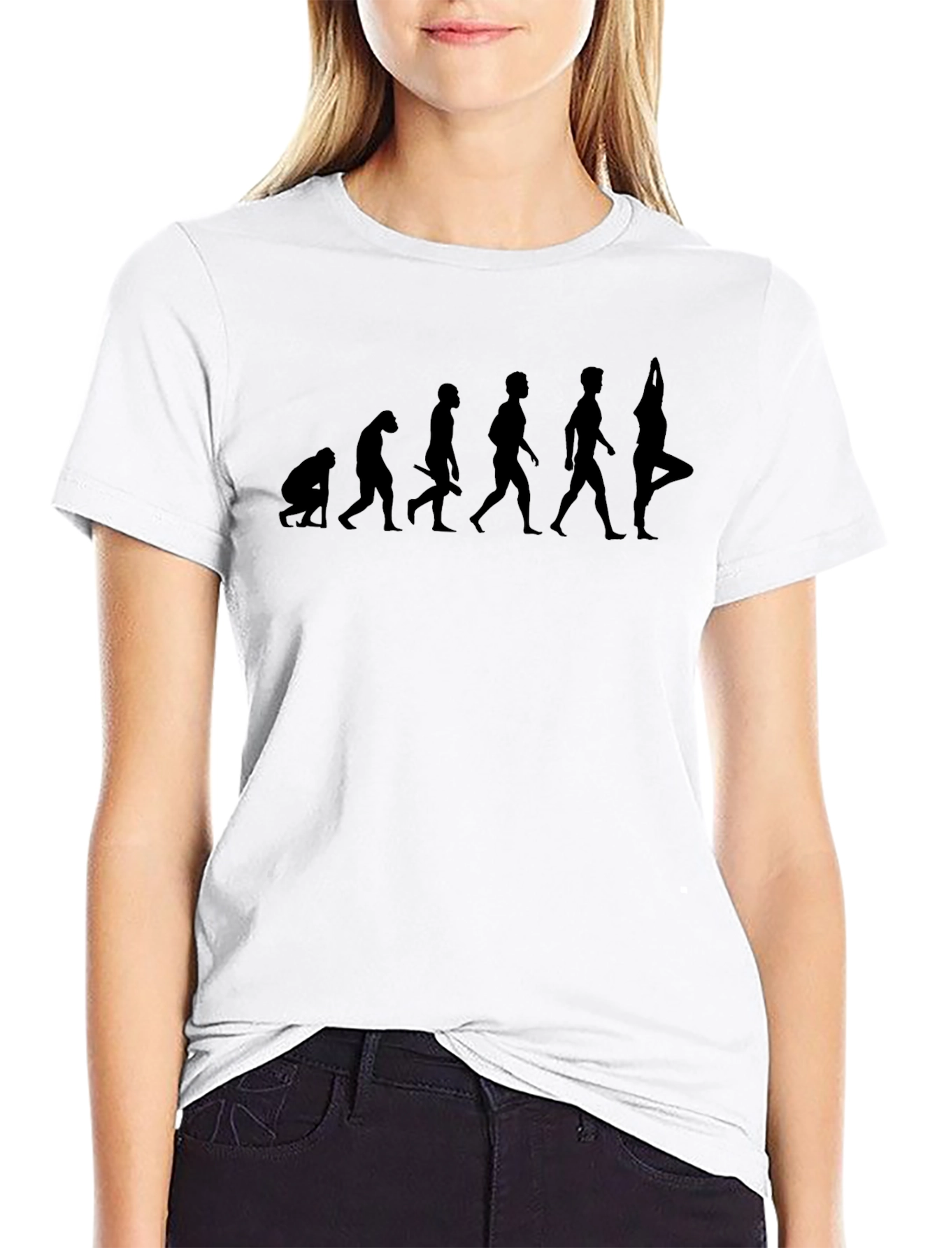 Black Yoga Evolution T-Shirt - Black Cotton Tee view 9