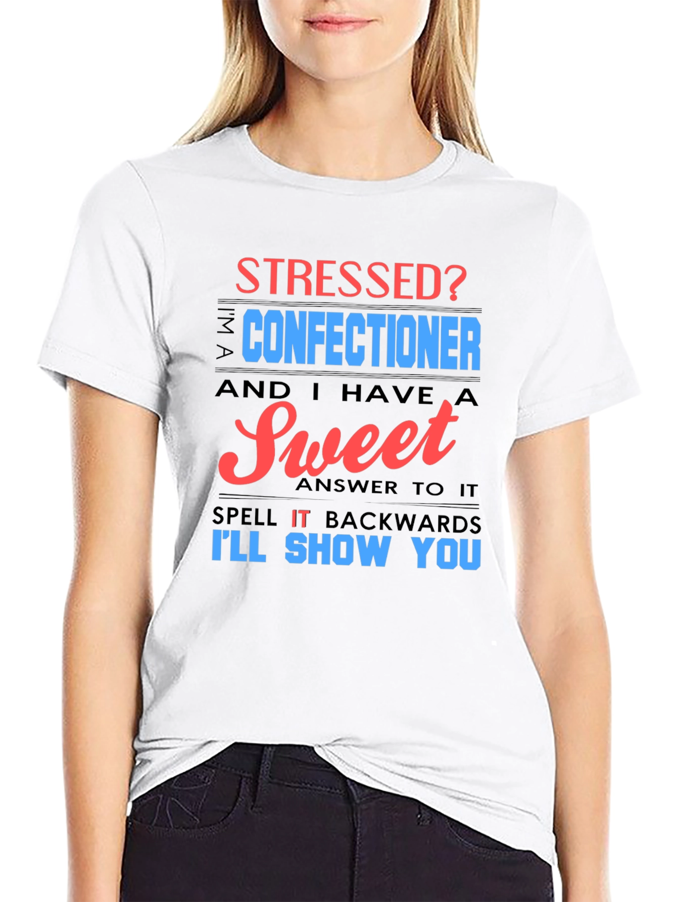 Black Stressed Confectioner T-Shirt - Sweet Answer Tee view 9