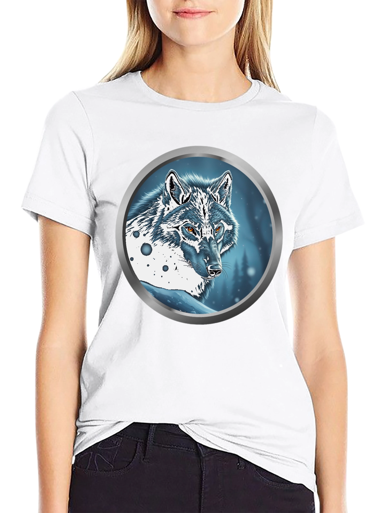 Black Wolf Portrait Graphic Tee - Sleek Black view 9
