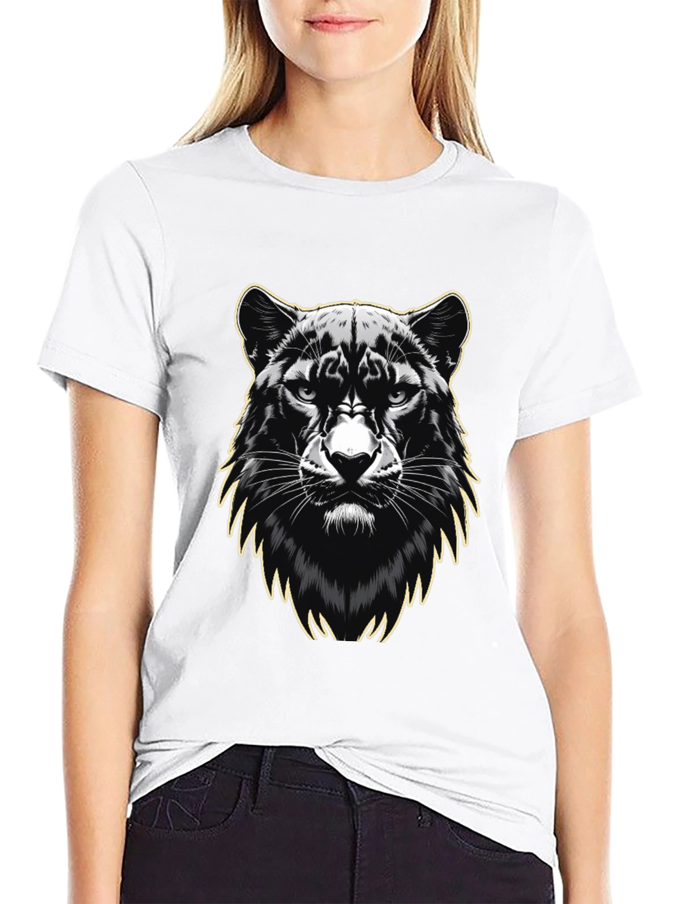 Black Black Panther Graphic Print Men's T-Shirt view 9