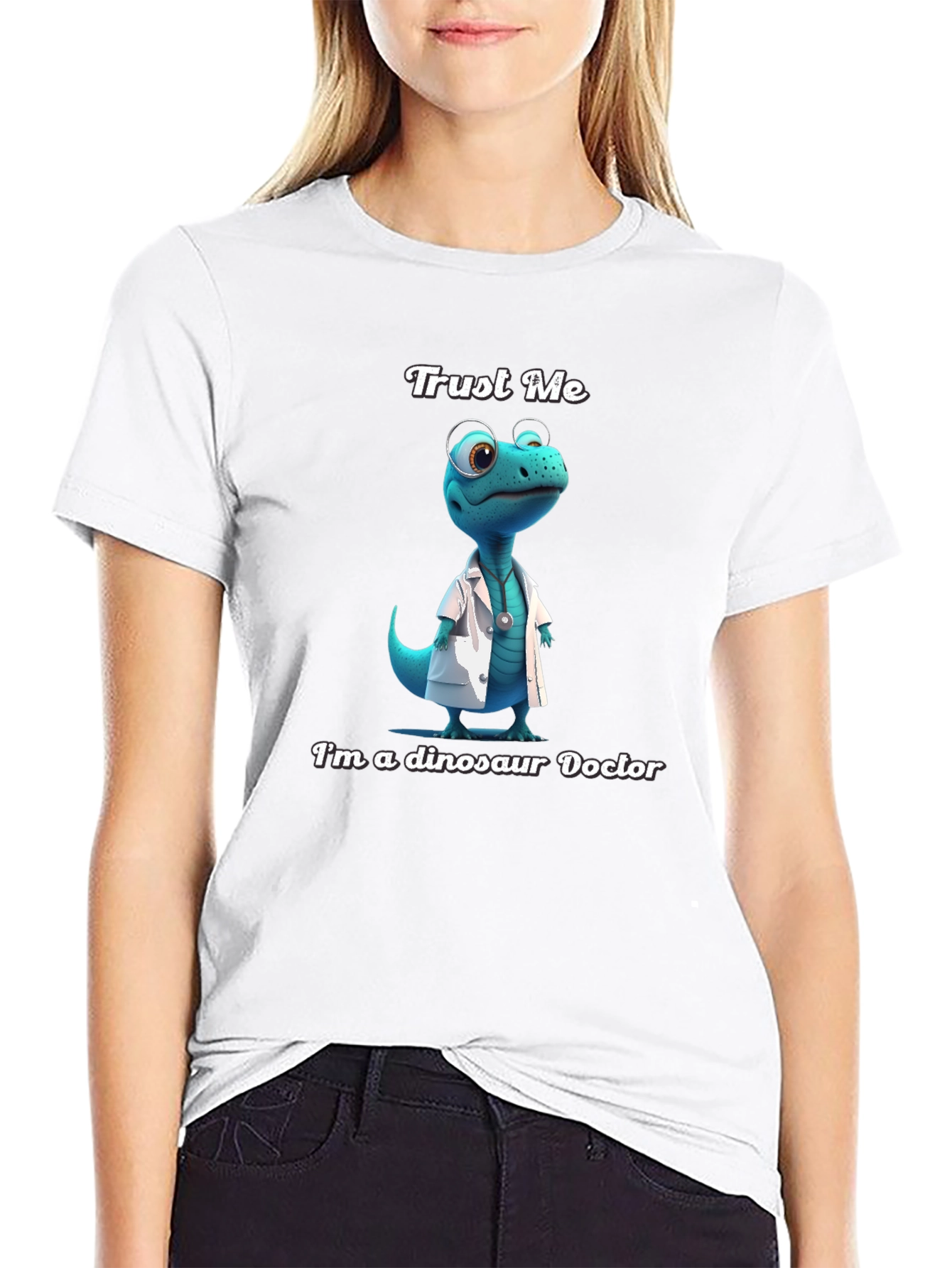 Black Dinosaur Doctor T-Shirt - Trust Me, I'm a Dino Doc! view 9