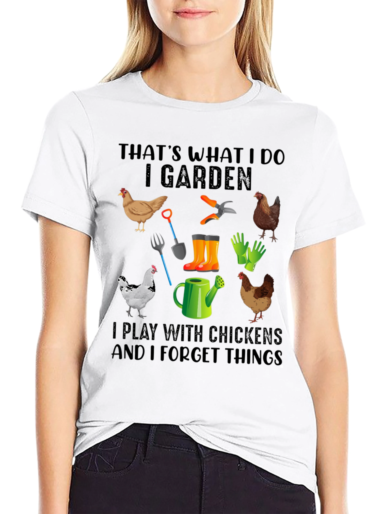 Black Gardening & Chicken Lover Graphic Tee view 9