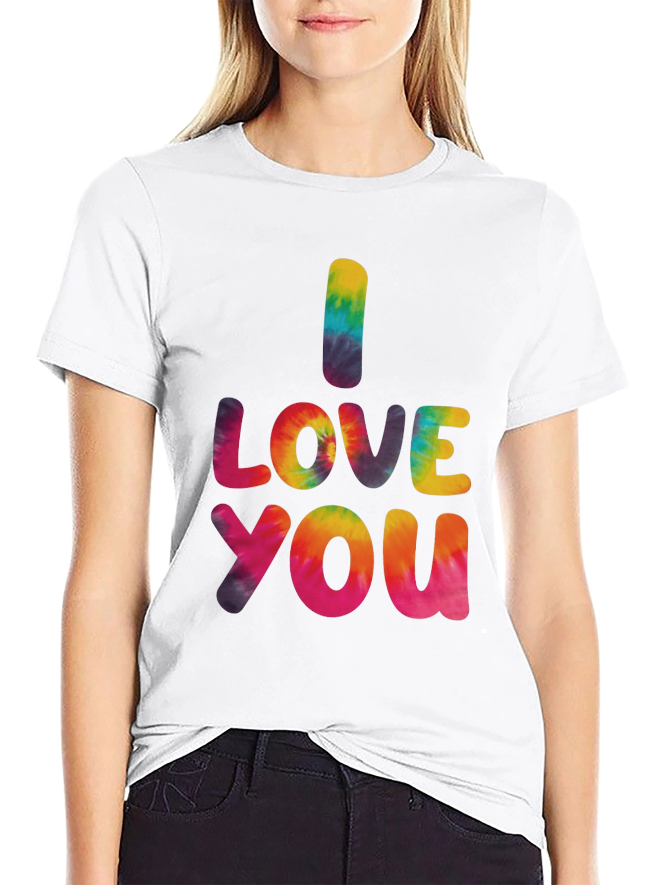 Black I Love You Tie Dye Graphic Tee - Black view 9