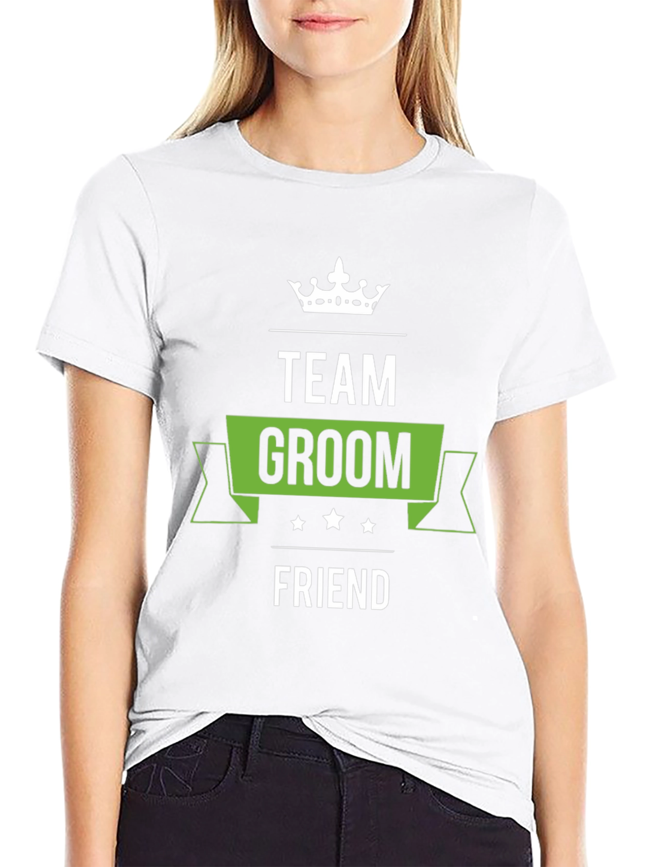 Black Team Groom Friend T-Shirt - Black Crew Neck Wedding Party Tee view 9