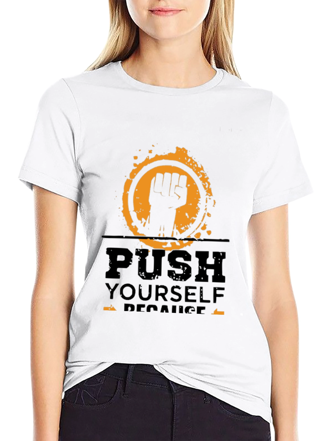 Black Motivational Push Yourself Black T-Shirt view 9