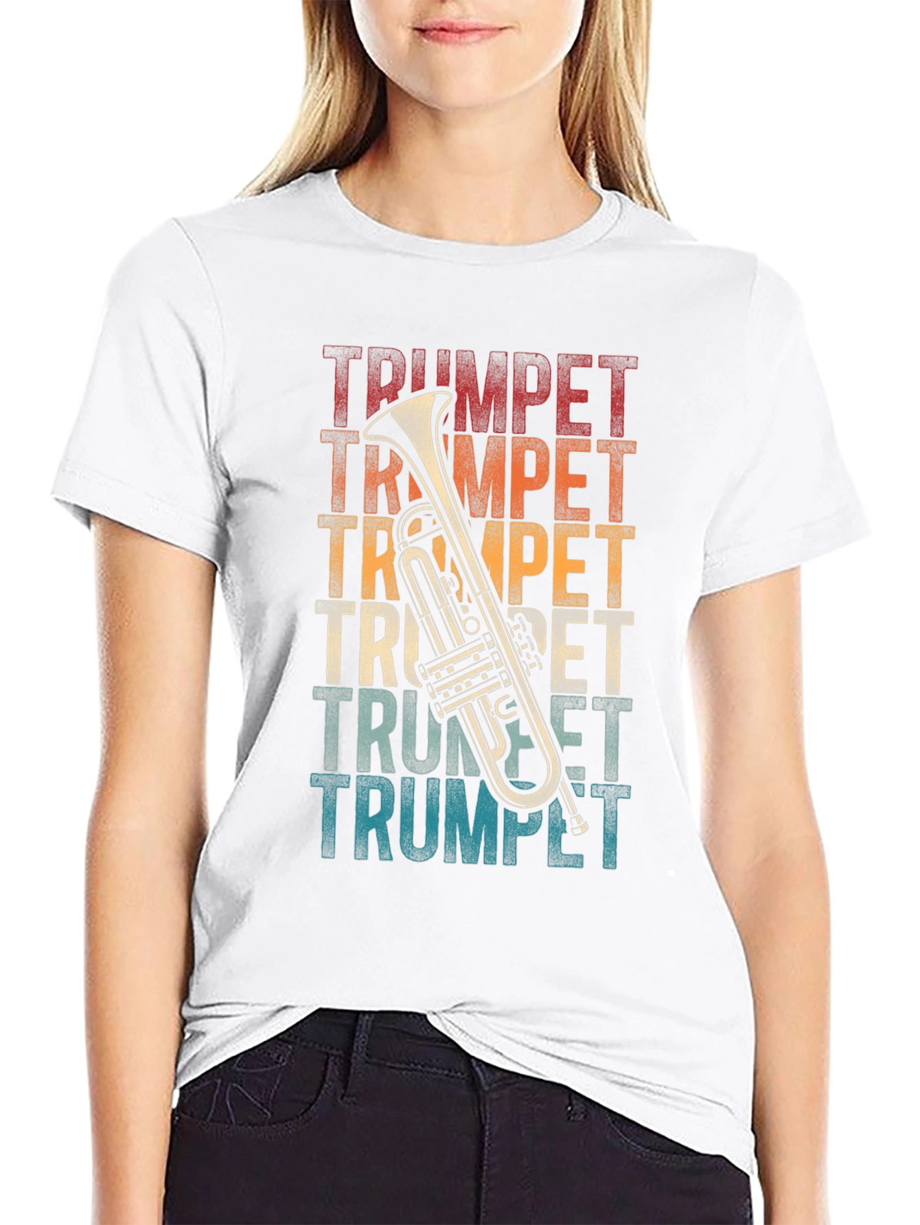 Black Retro Trumpet T-Shirt - Vintage Style Musical Tee view 9