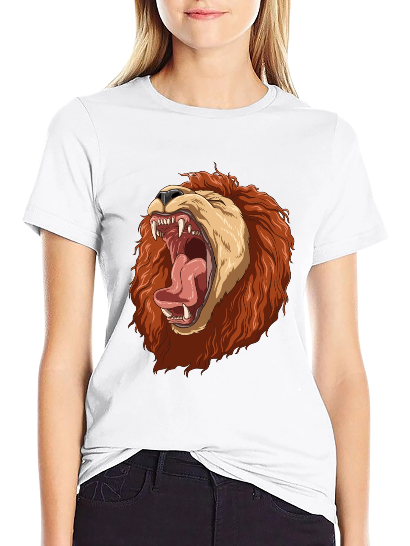 Black Lion Graphic Print T-Shirt - Black view 9