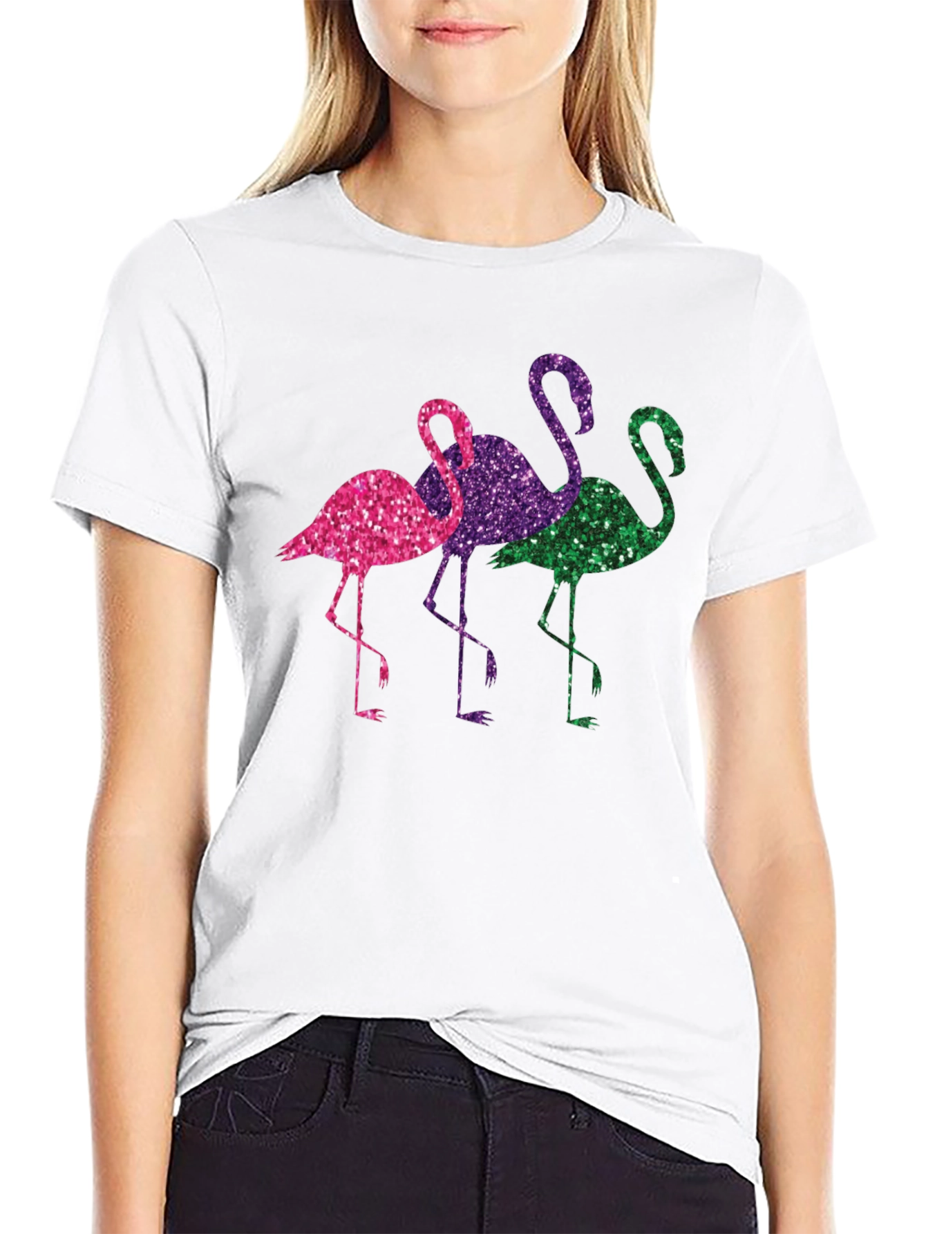 Black Glitter Flamingo T-Shirt - Fun & Unique Design view 9