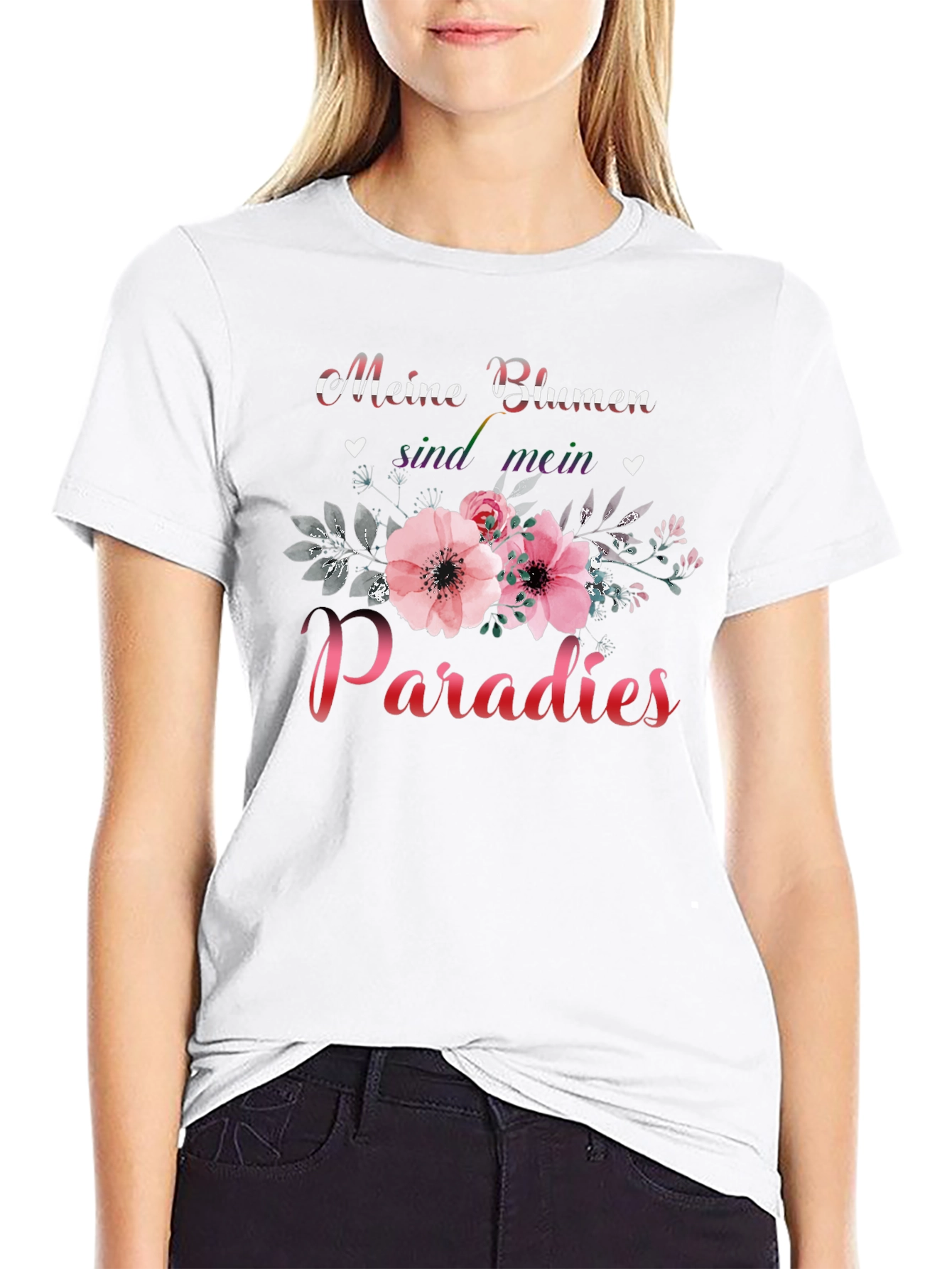 Black Meine Blumen Sind Mein Paradies T-Shirt view 9