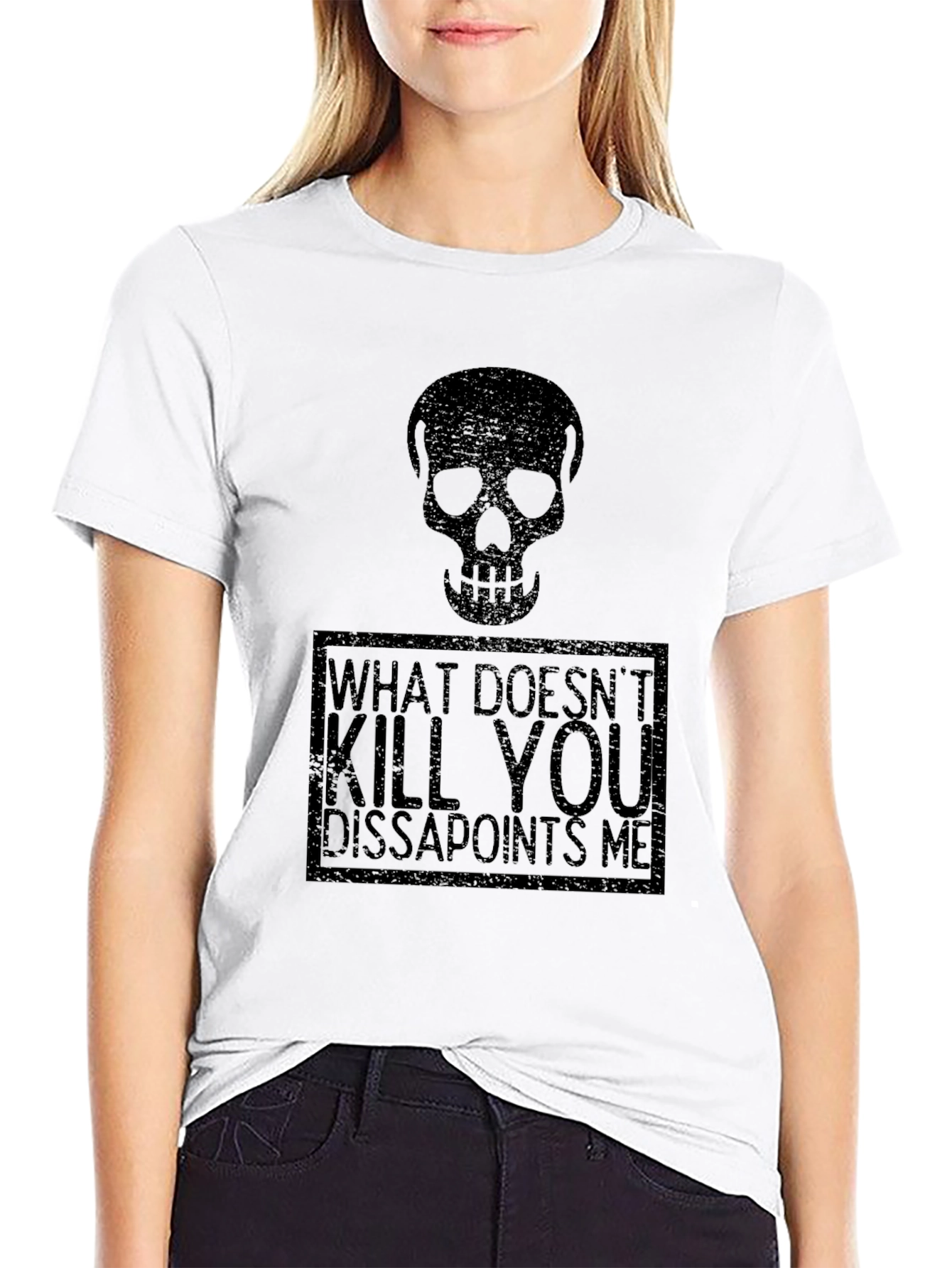 Black Skull Graphic T-Shirt - What Doesn't Kill You Disappoints Me view 9