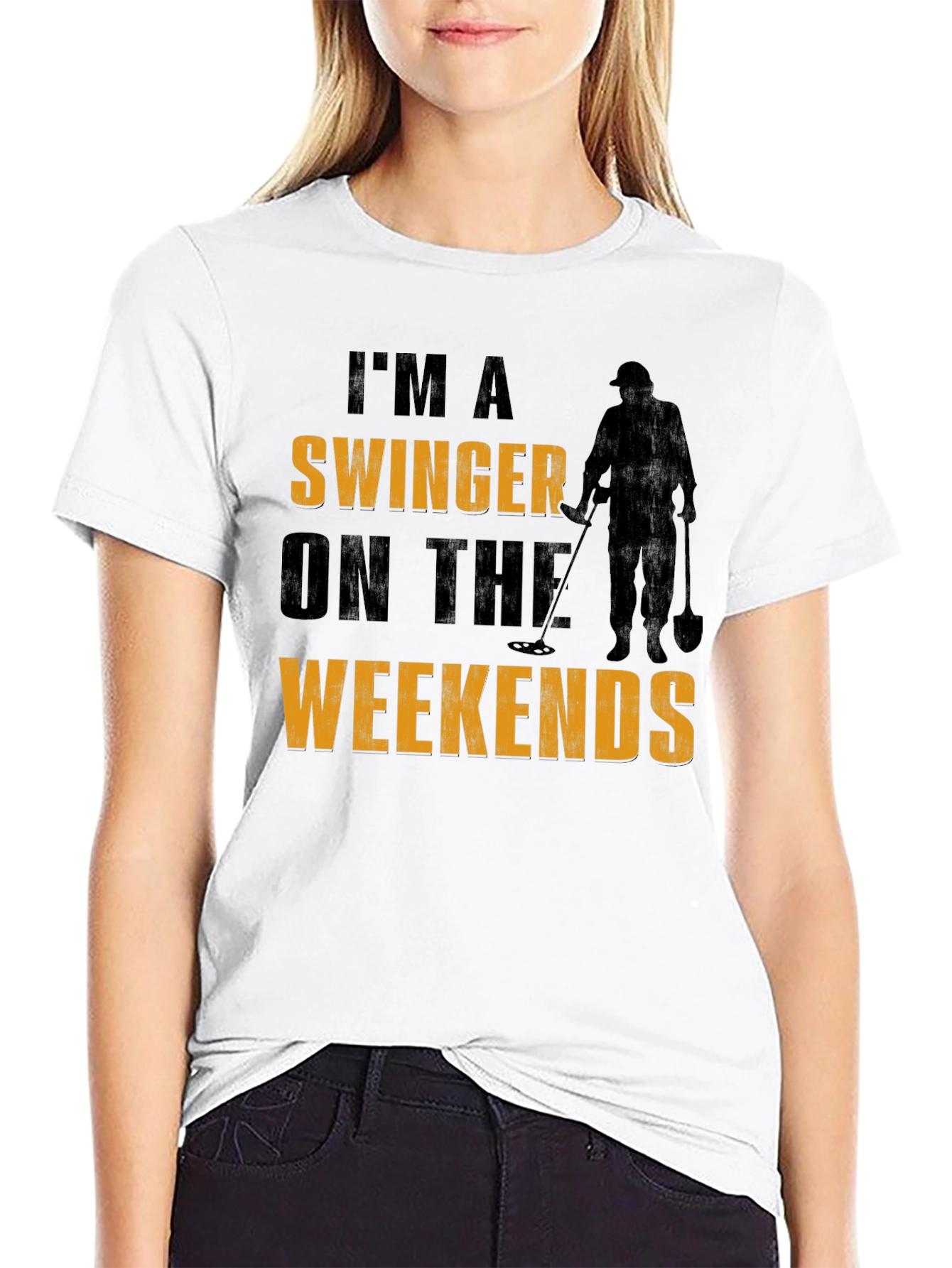 Black Funny Metal Detecting T-Shirt: I'm A Swinger On The Weekends view 9