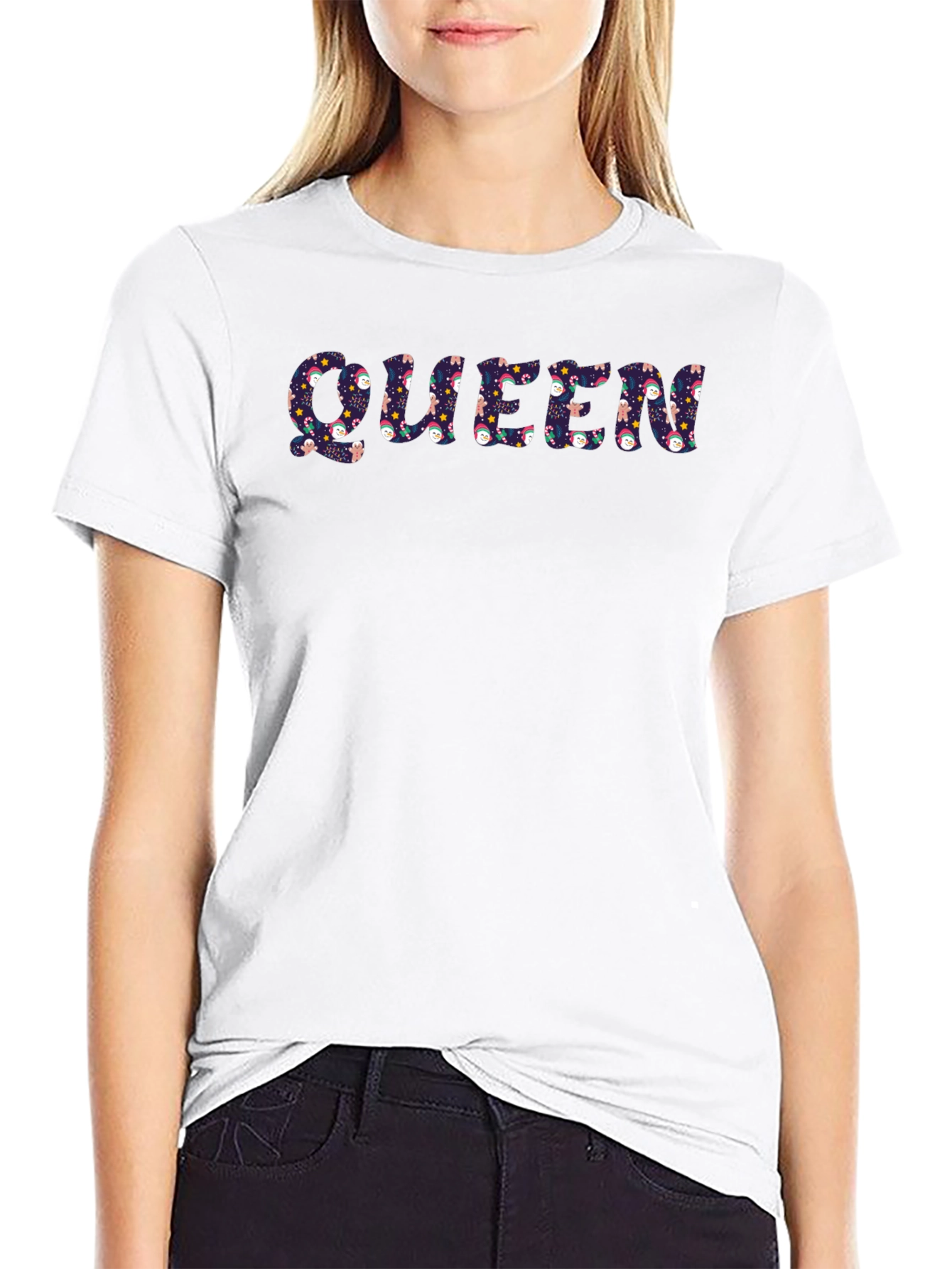 Queen Winter Pattern Men's Black T-Shirt - 9