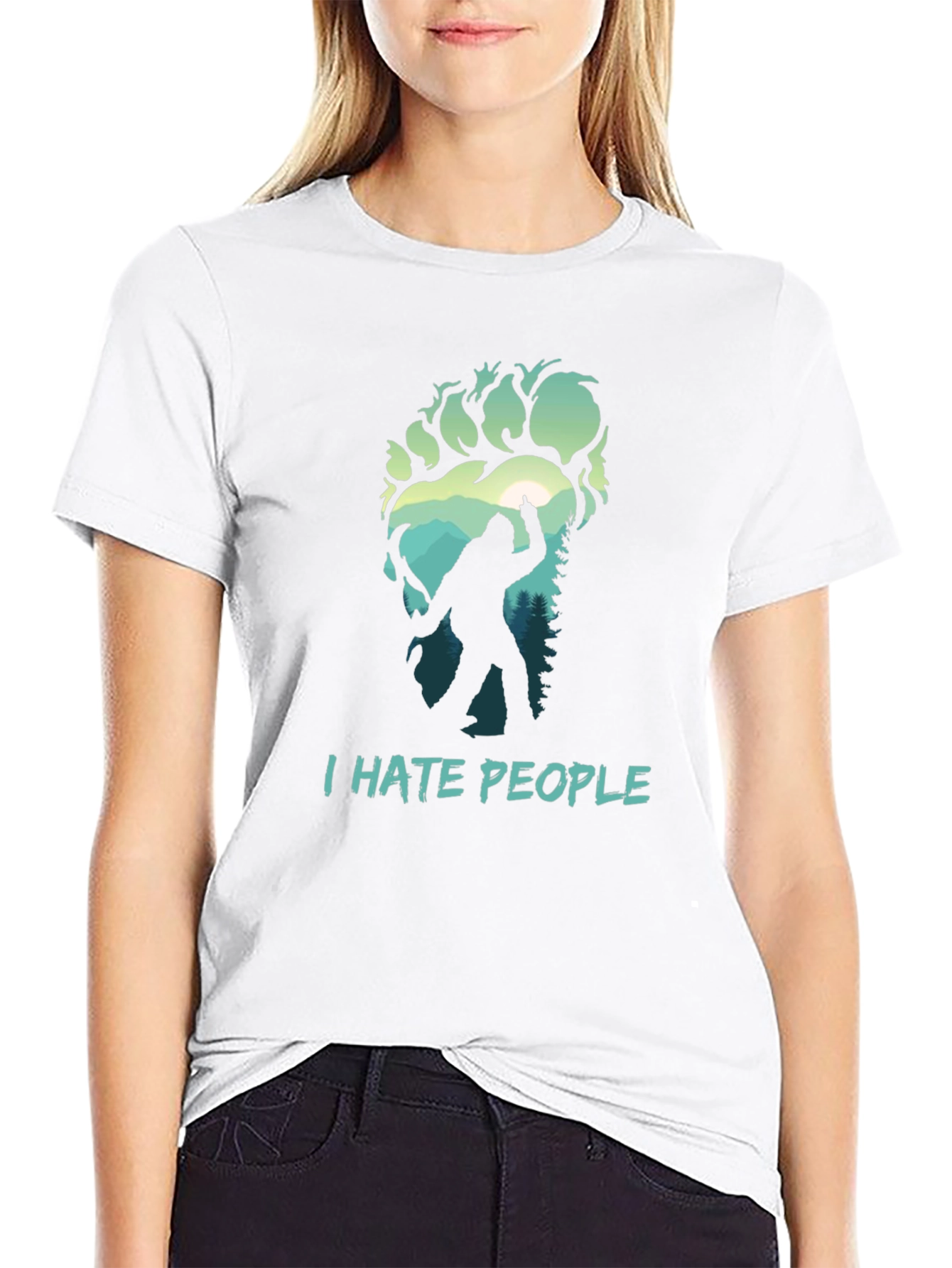 Black I Hate People Bigfoot T-Shirt view 9
