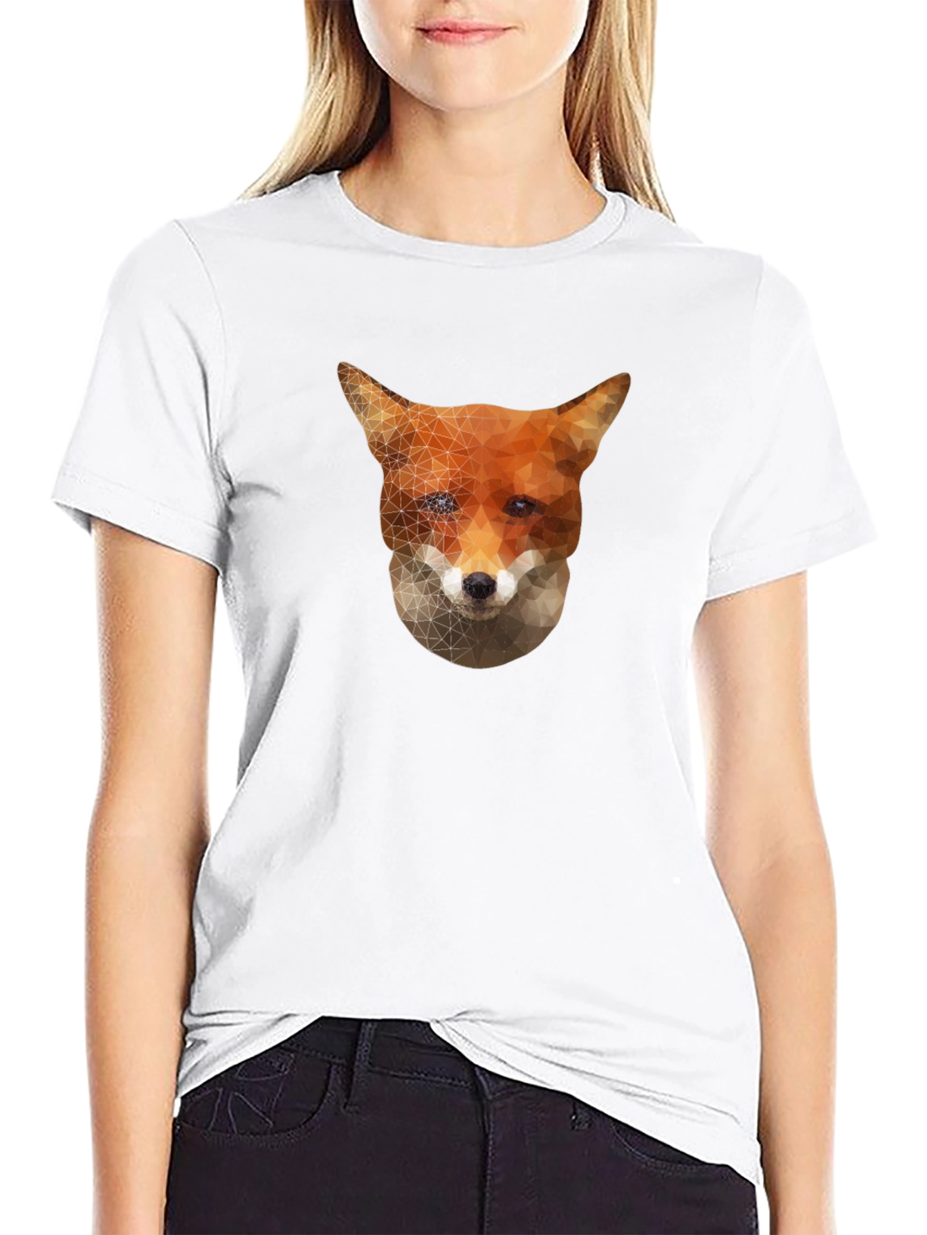 Black Geometric Fox Graphic Tee - Stylish Black T-Shirt view 9
