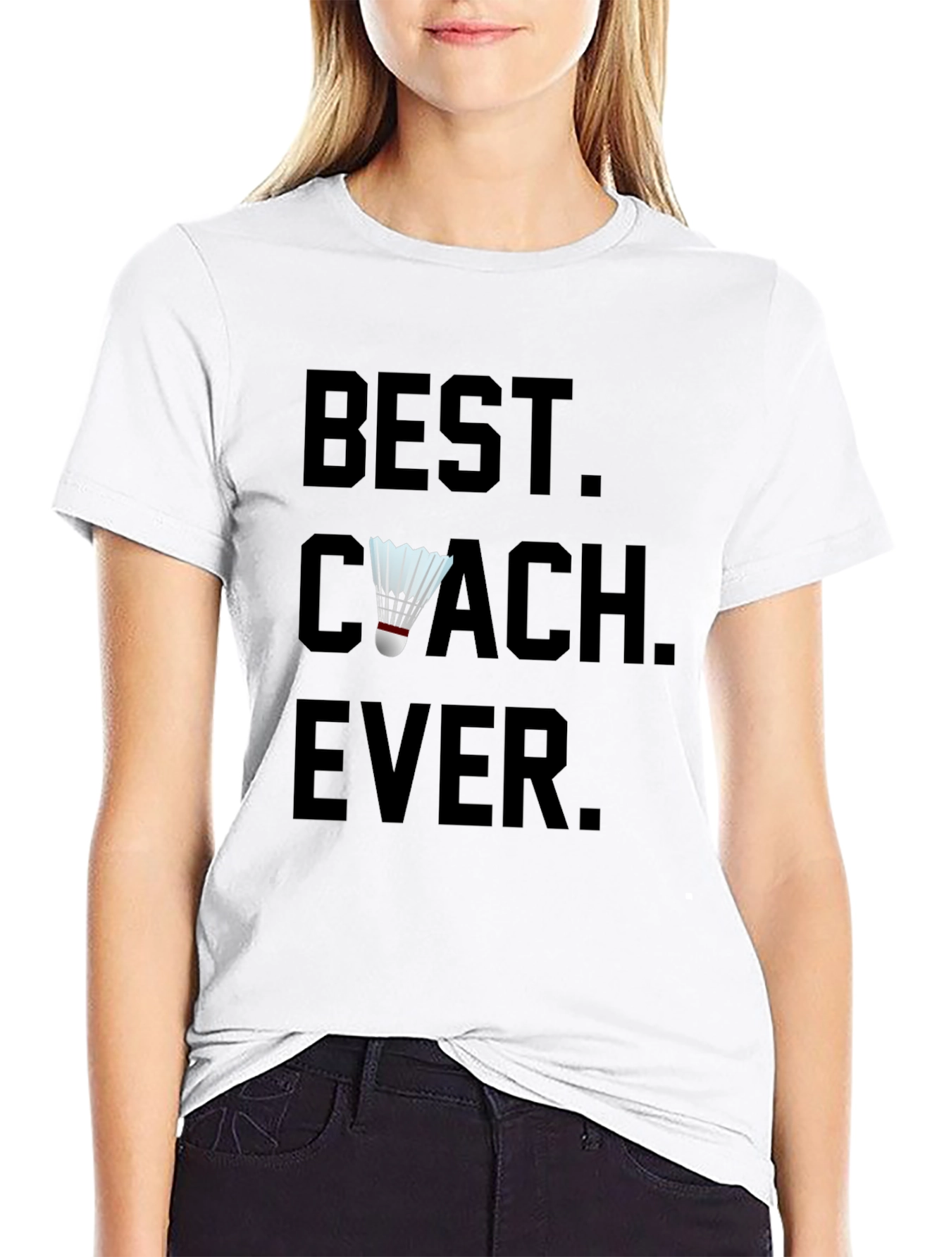 Black Best Coach Ever Shuttlecock T-Shirt view 9